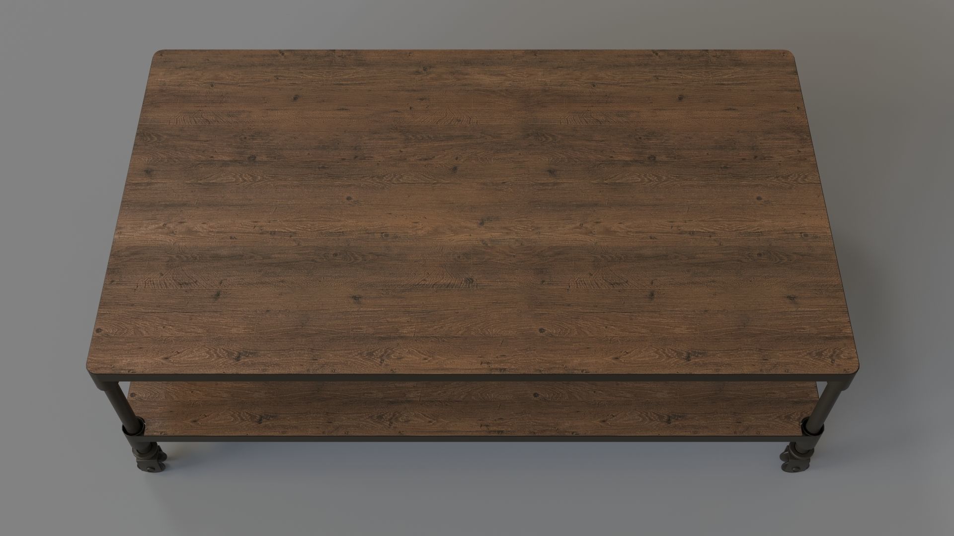 Dutch Industrial Coffee Table And Rust Metal 3D model_3