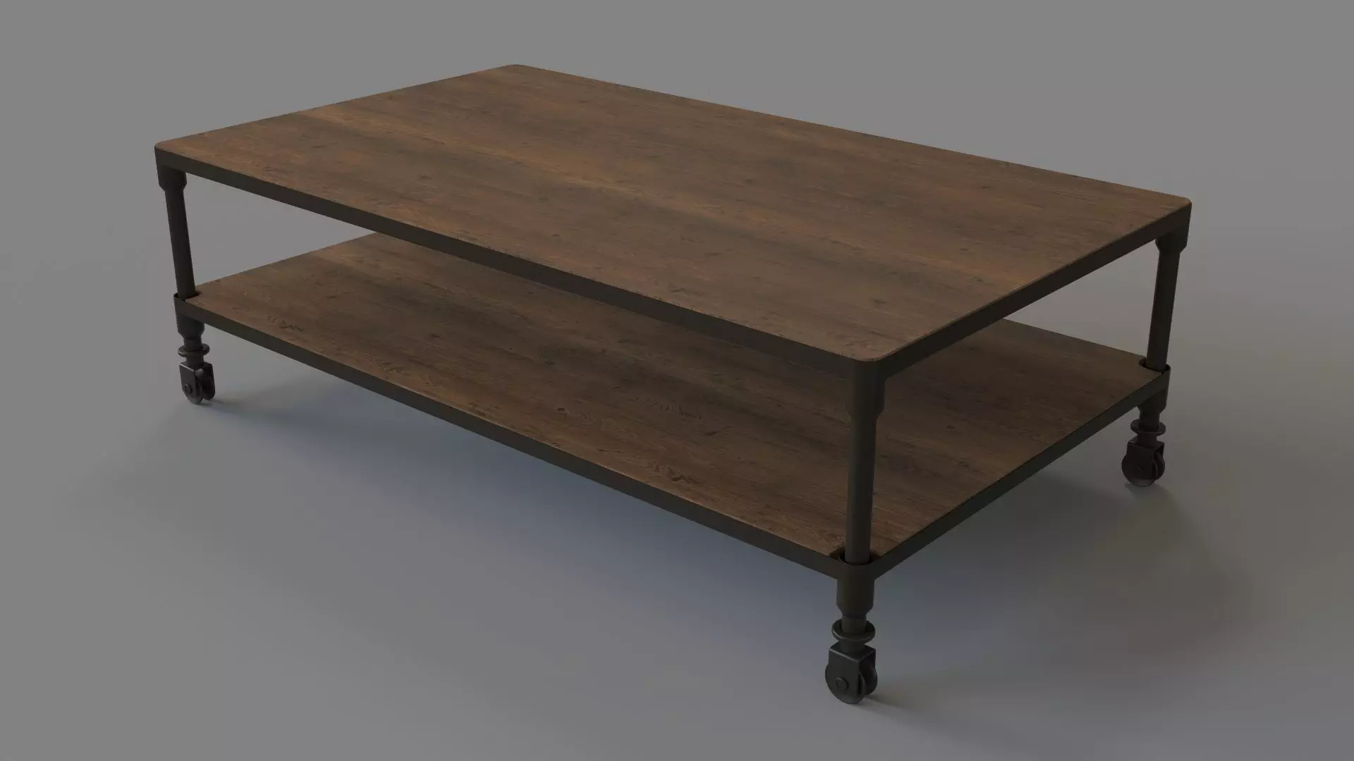 Dutch Industrial Coffee Table And Rust Metal 3D model_0