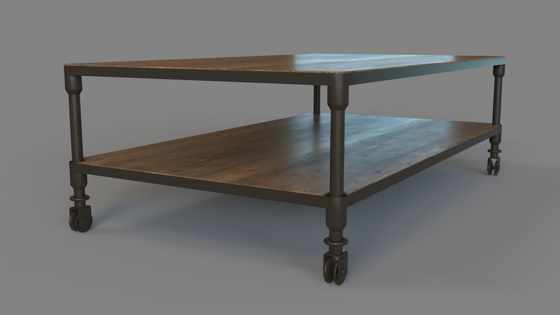 Dutch Industrial Coffee Table And Rust Metal 3D model_2