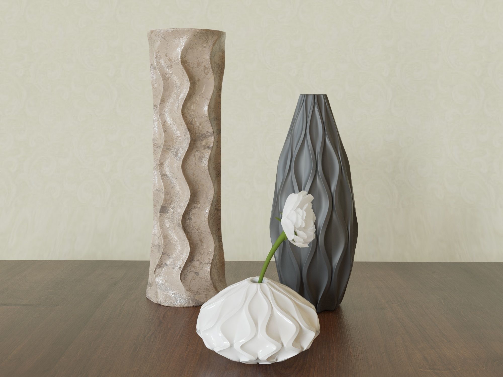 Vases Wave Free 3D model_5