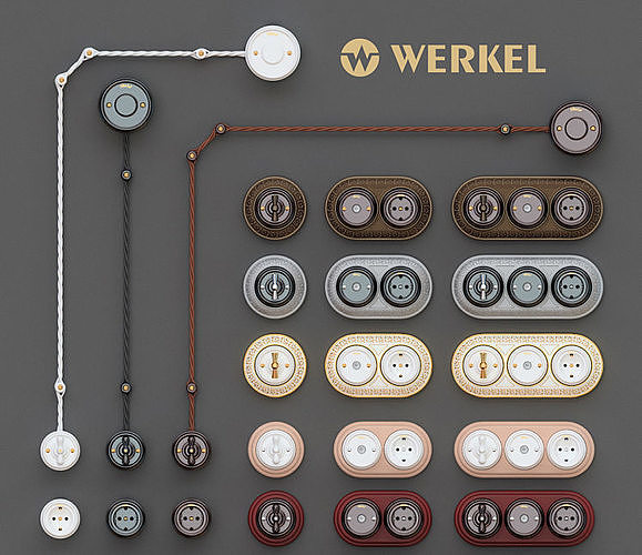 Switches and sockets Werkel Retro 3D model CGTrader
