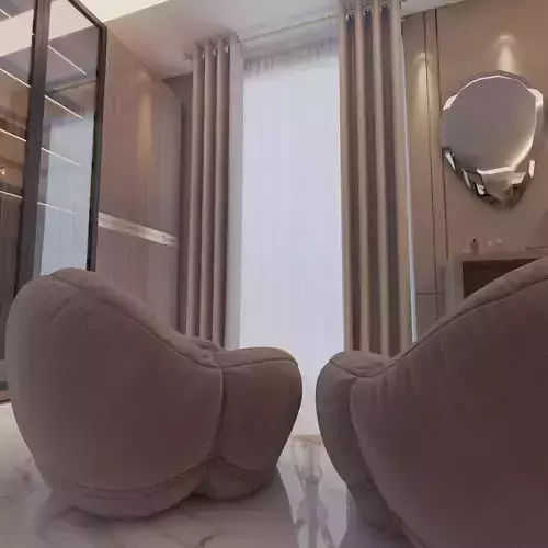 Bedroom interior scene 3D with Closets