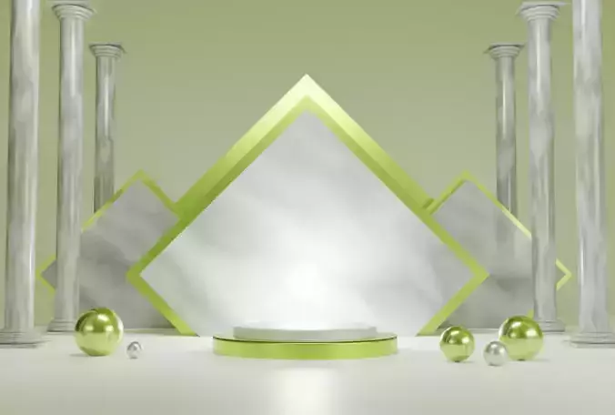 MarbleBackground marble stage with columns and balls 3D model