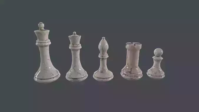 Chess set pieces 3D Model Low-poly 3D model