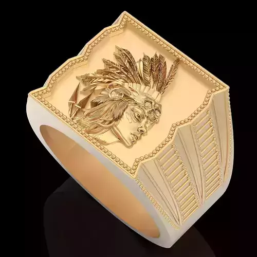 Indian warrior ring silver gold printable jewelry 3D model 3D print model