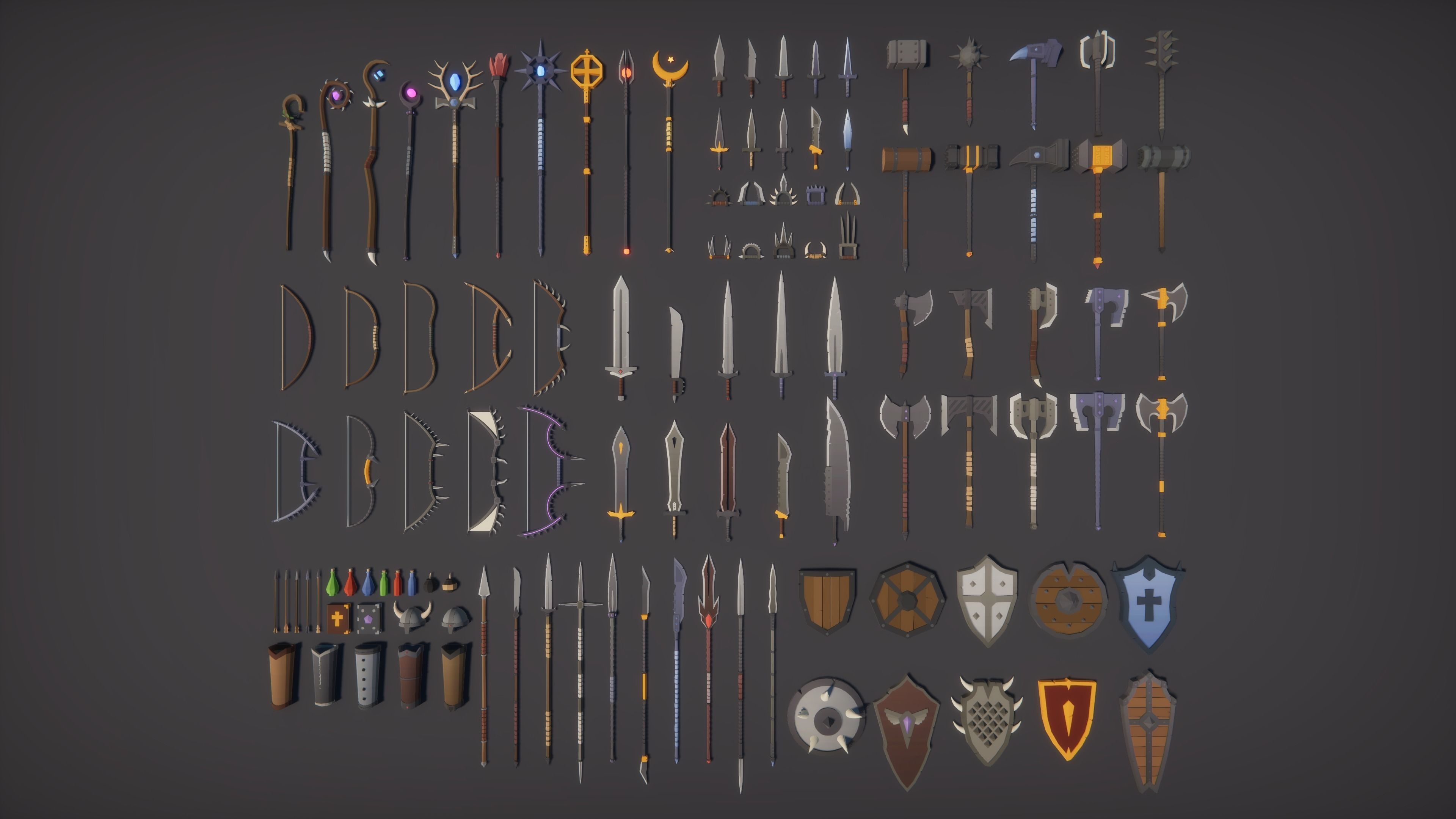Low Poly Fantasy Medieval Bundle Low-poly 3D model_7