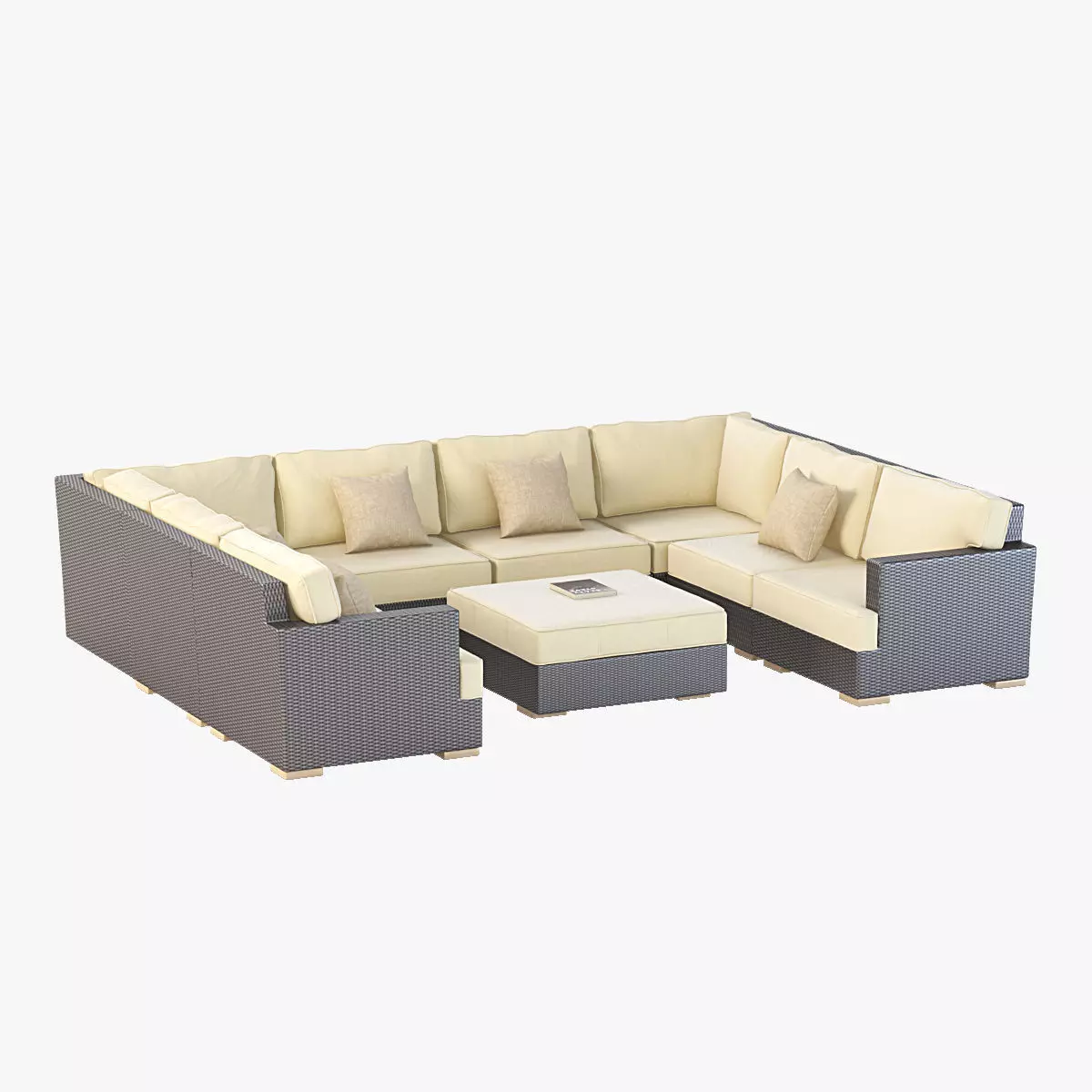Salina Outdoor U Sectional Modular Sofa Set 3D model