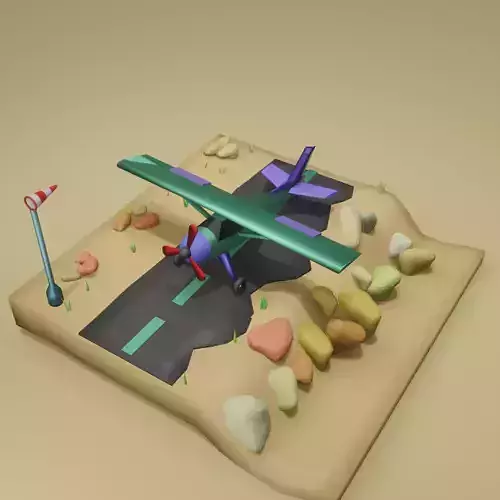 3d plane t in virtual world  Free low-poly 3D model