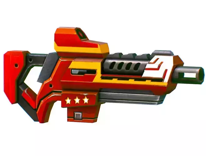 LowPoly Sci-Fi Cartoon Assault Rifle Future Low-poly 3D model