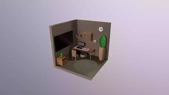 mini room Low-poly 3D model