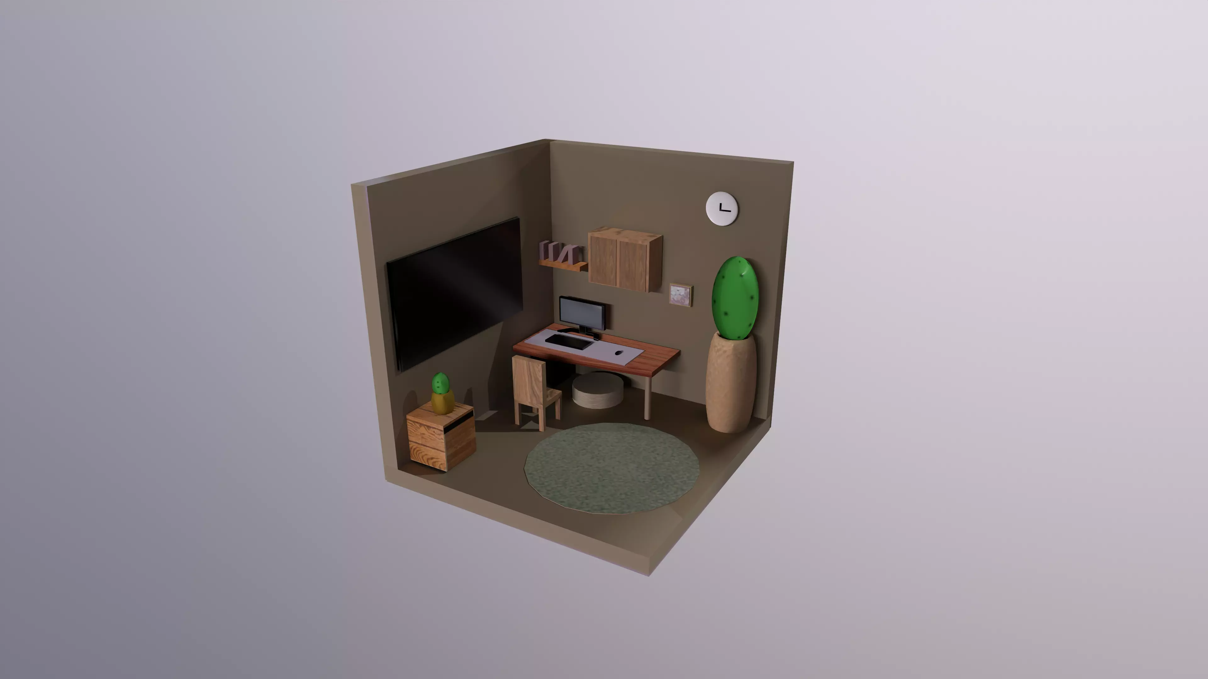 mini room Low-poly 3D model_0