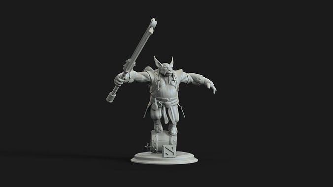 Brewmaster statue of man holding gun 3D print model
