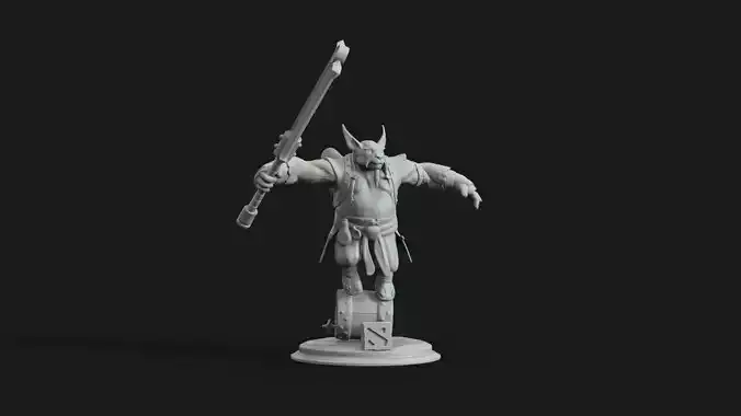 Brewmaster statue of man holding gun 3D print model