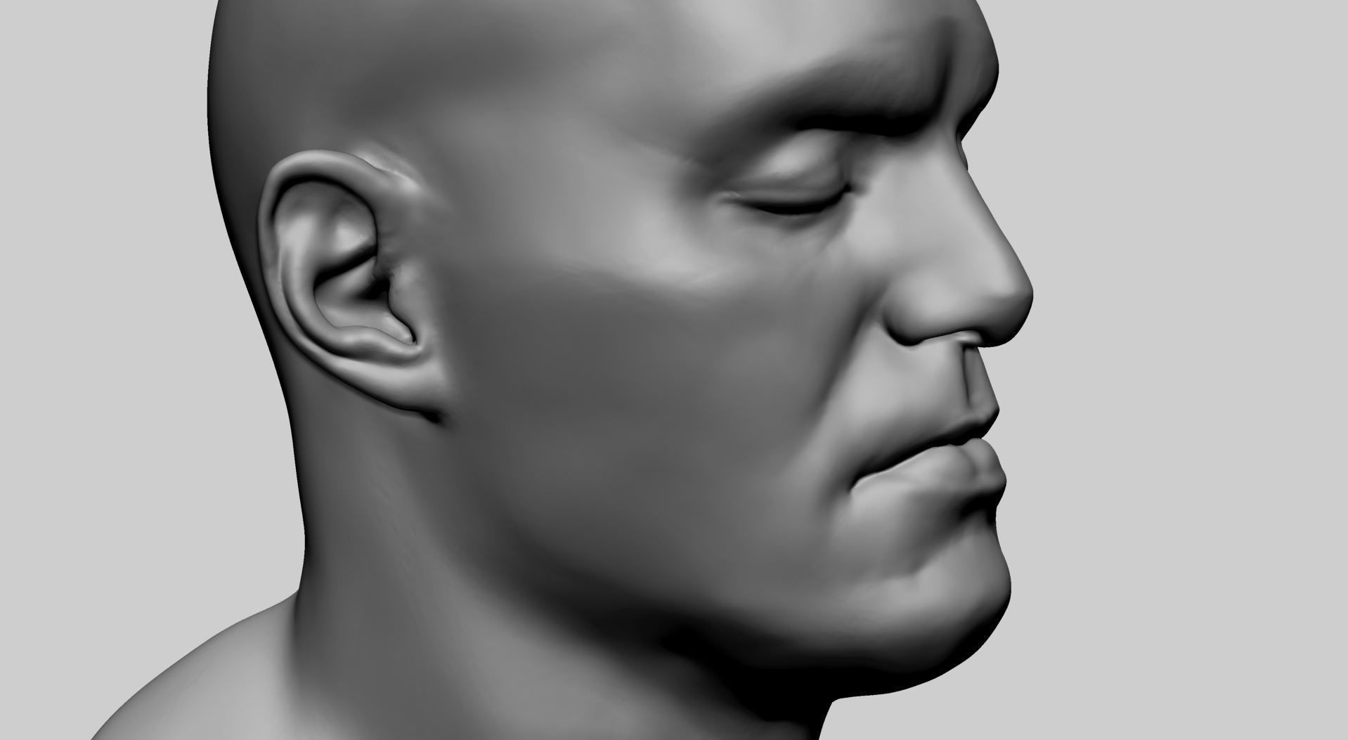 Base Male Head C 3D model_9