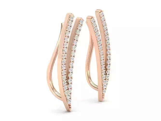 AV 370 Ladies Double Row Dainty Earcuff Climber Earrings