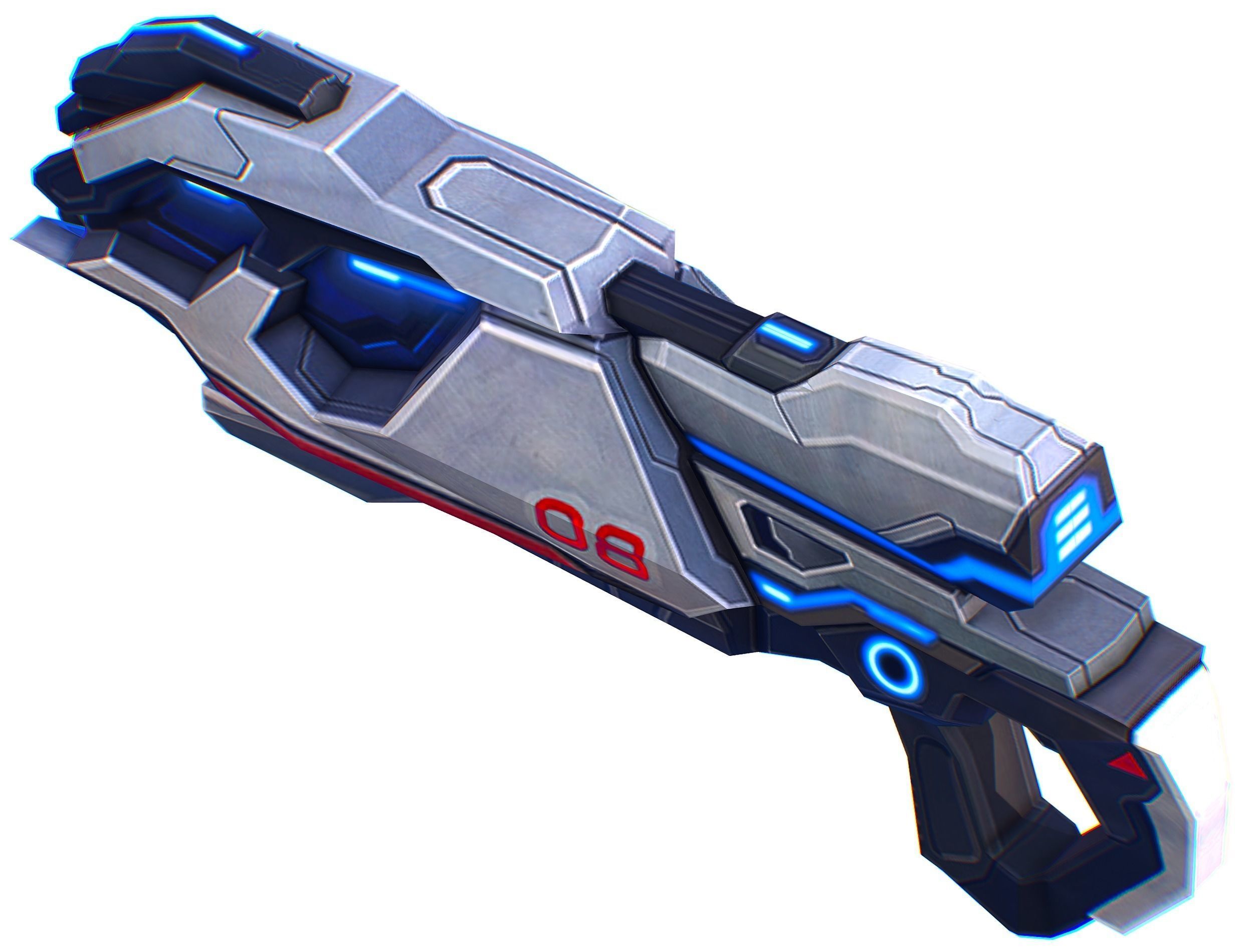 LowPoly Sci-Fi Cartoon Assault Blaster Future Low-poly 3D model_7