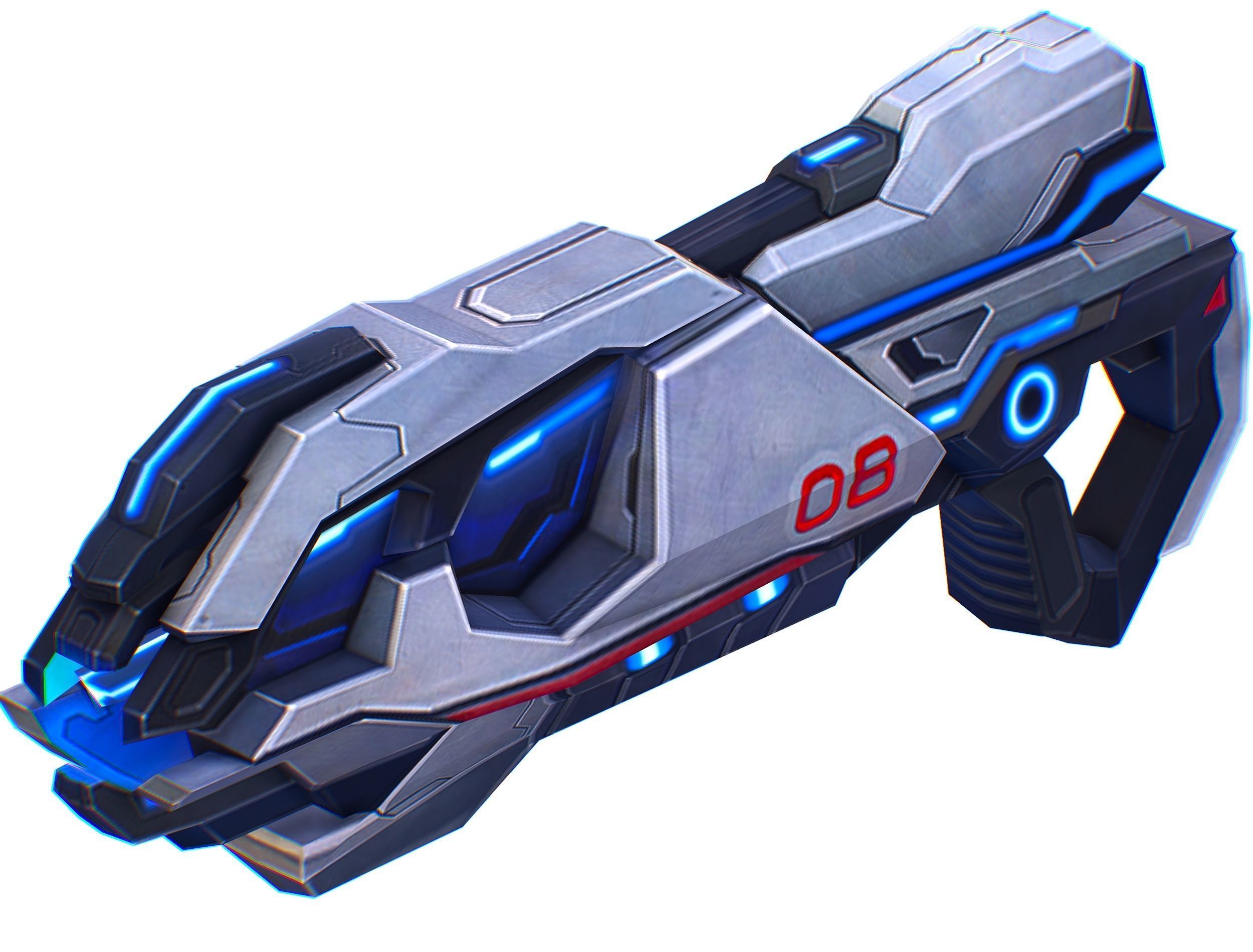 LowPoly Sci-Fi Cartoon Assault Blaster Future Low-poly 3D model_14