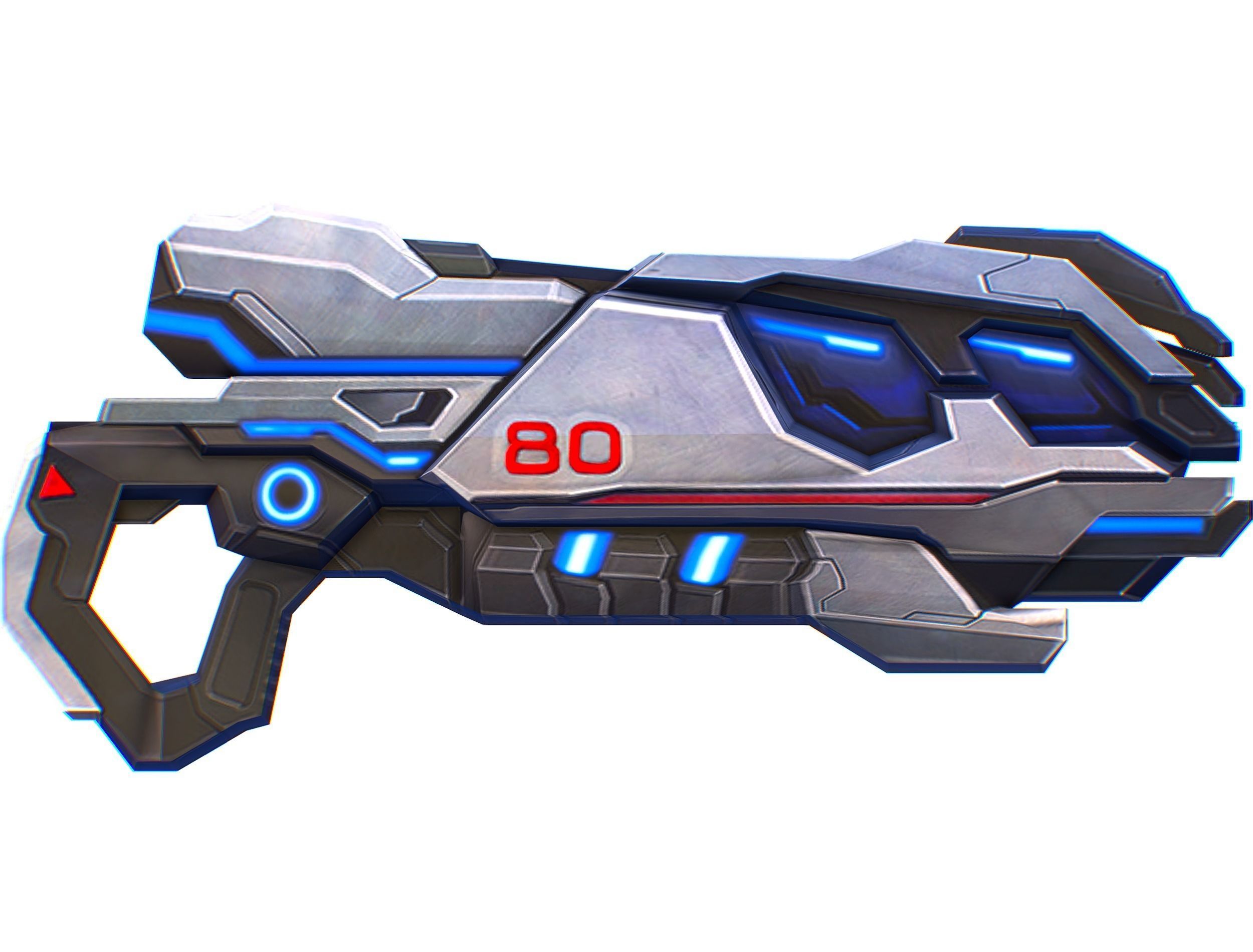 LowPoly Sci-Fi Cartoon Assault Blaster Future Low-poly 3D model_2