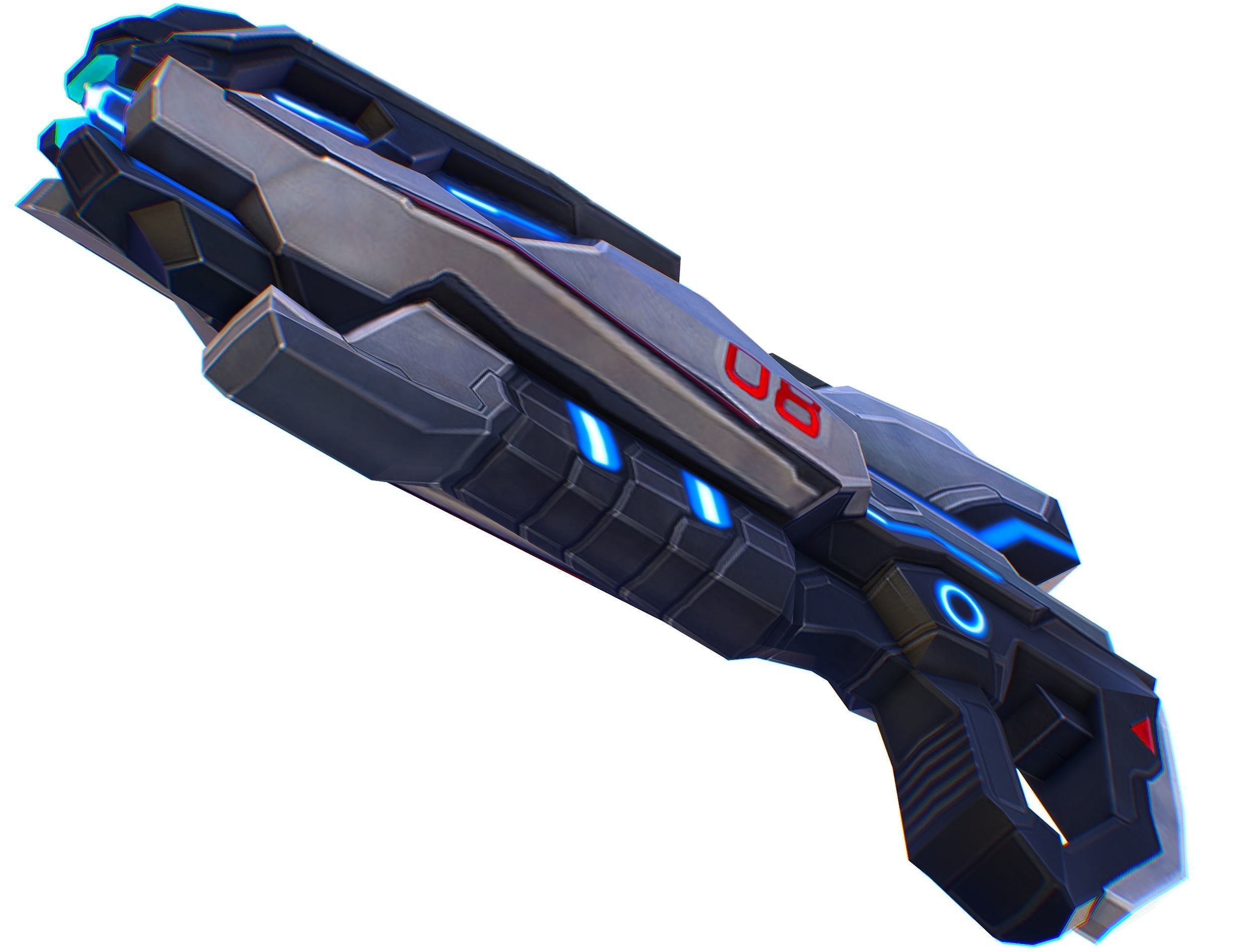 LowPoly Sci-Fi Cartoon Assault Blaster Future Low-poly 3D model_12