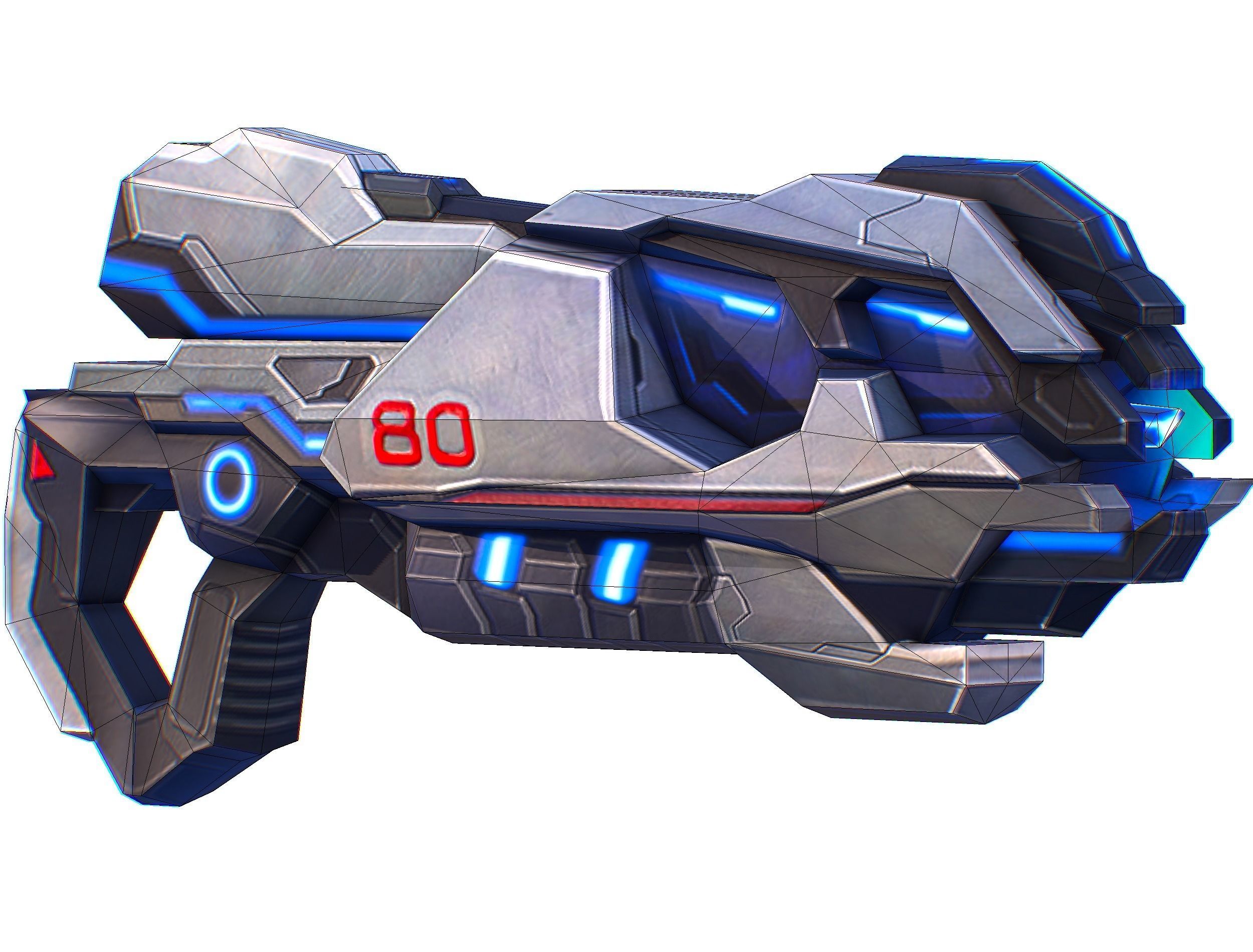 LowPoly Sci-Fi Cartoon Assault Blaster Future Low-poly 3D model_18