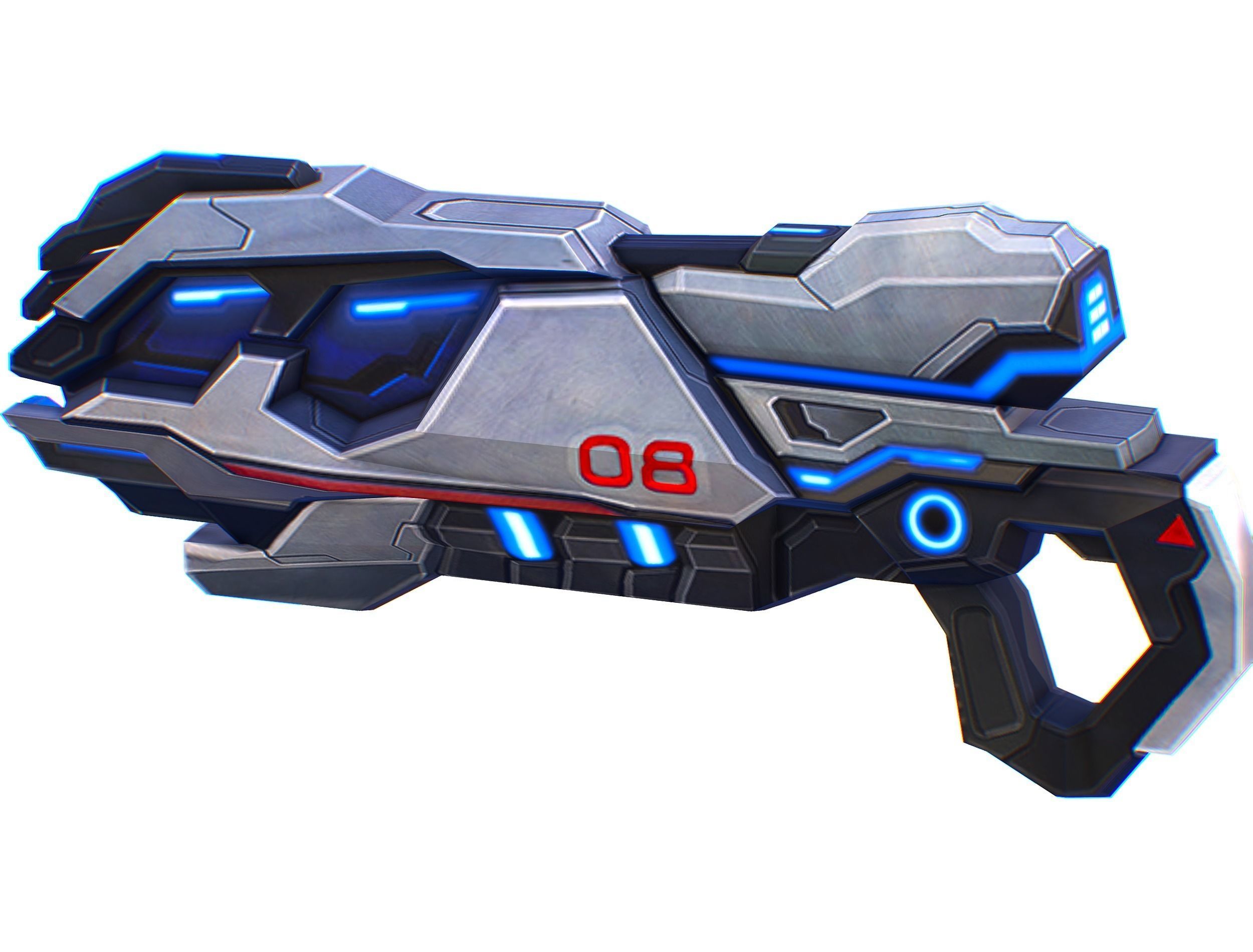 LowPoly Sci-Fi Cartoon Assault Blaster Future Low-poly 3D model_10