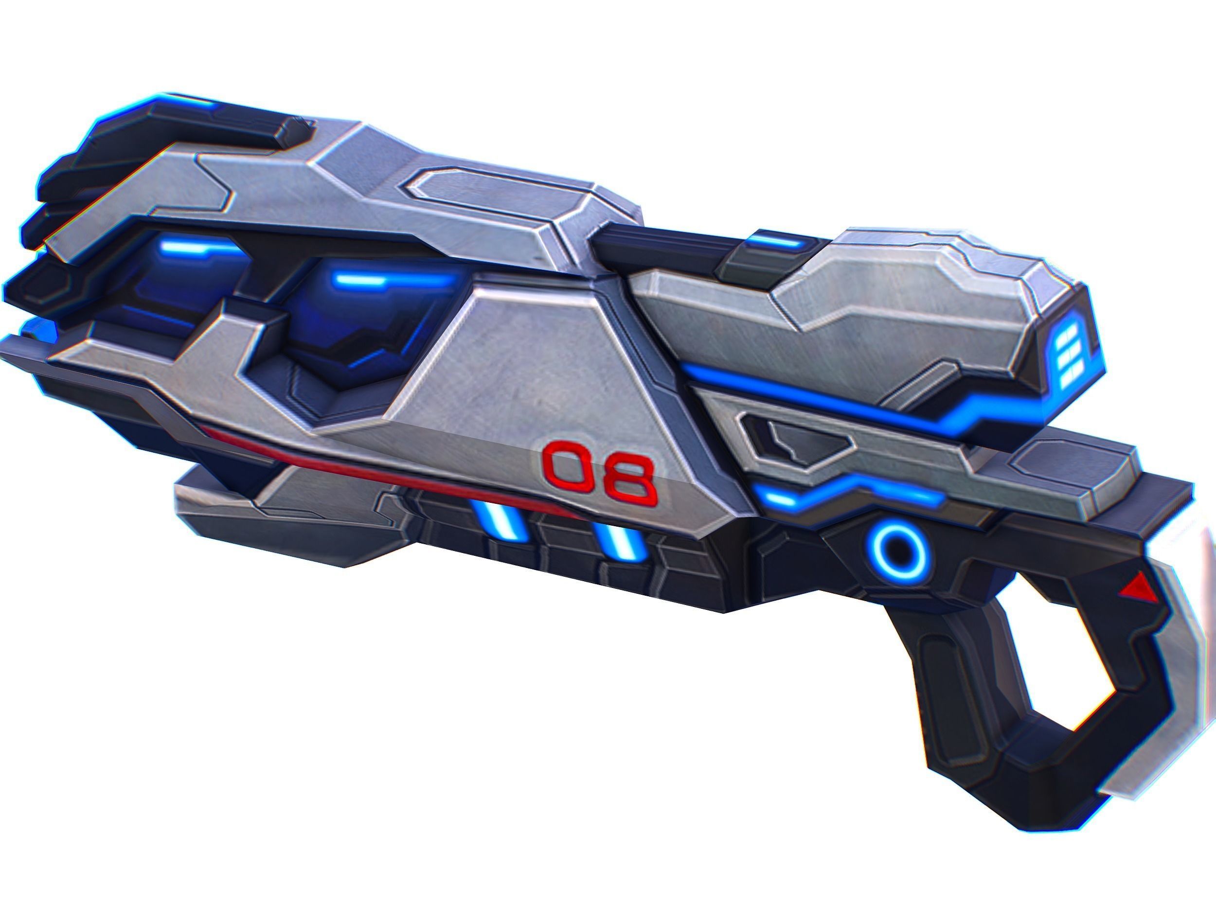 LowPoly Sci-Fi Cartoon Assault Blaster Future Low-poly 3D model_9