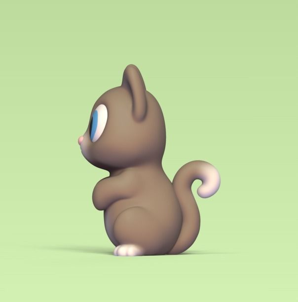 Sitting Cat Big Eyes 3D print model_2