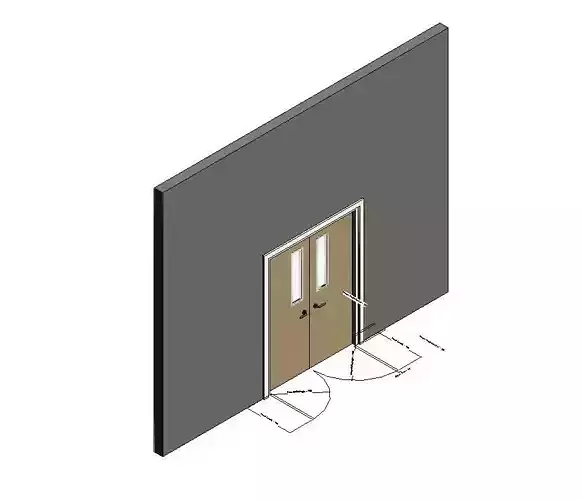 Two equal leaf timber solid door frame with viewing panel