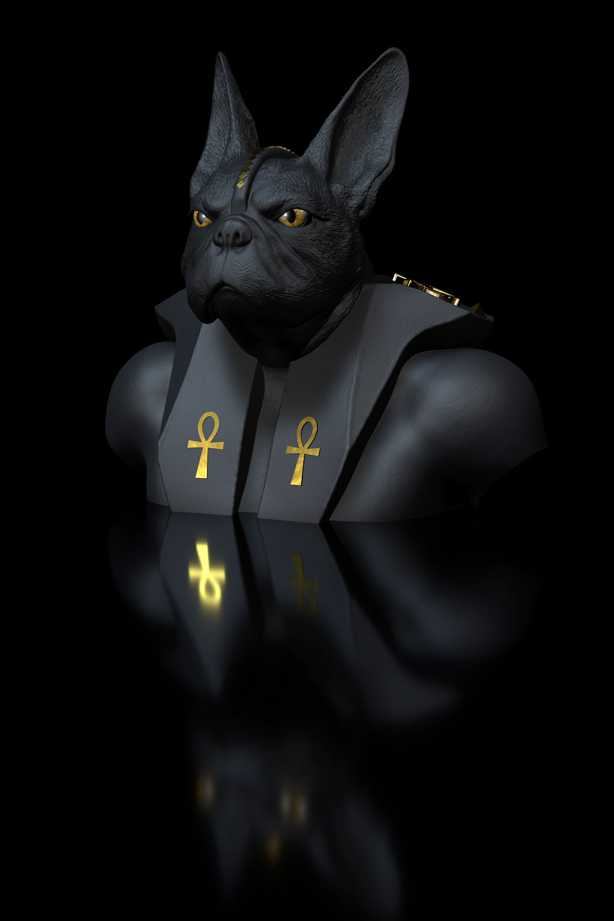 Dog Bulldog Anubis 3D print model_14