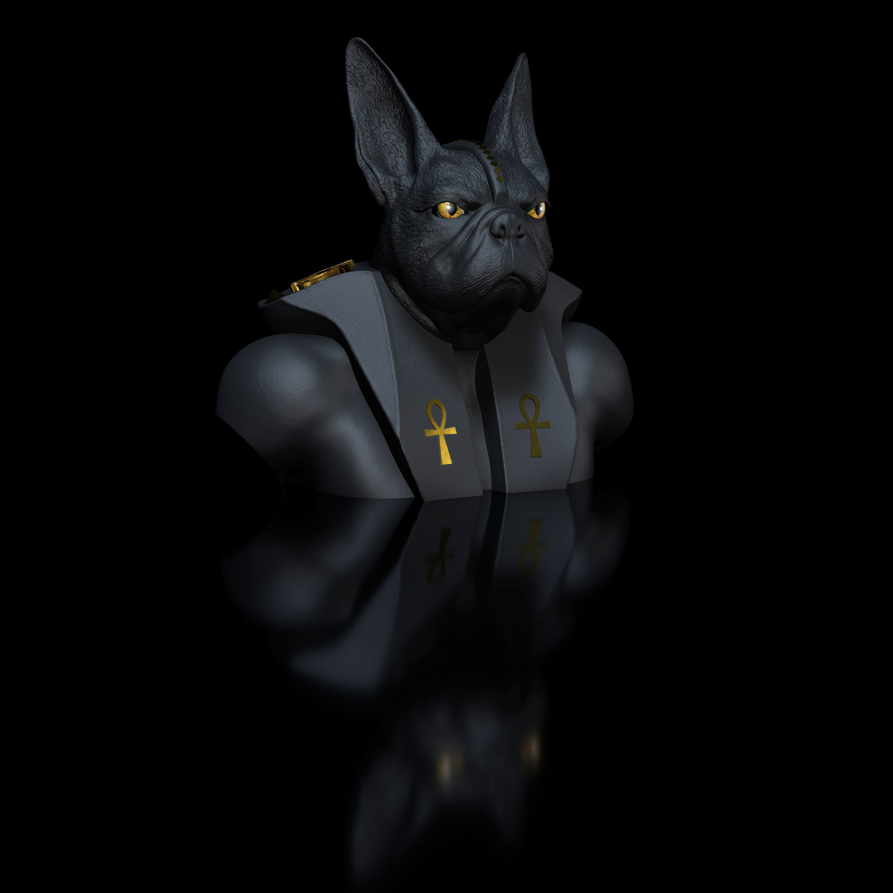 Dog Bulldog Anubis 3D print model_10