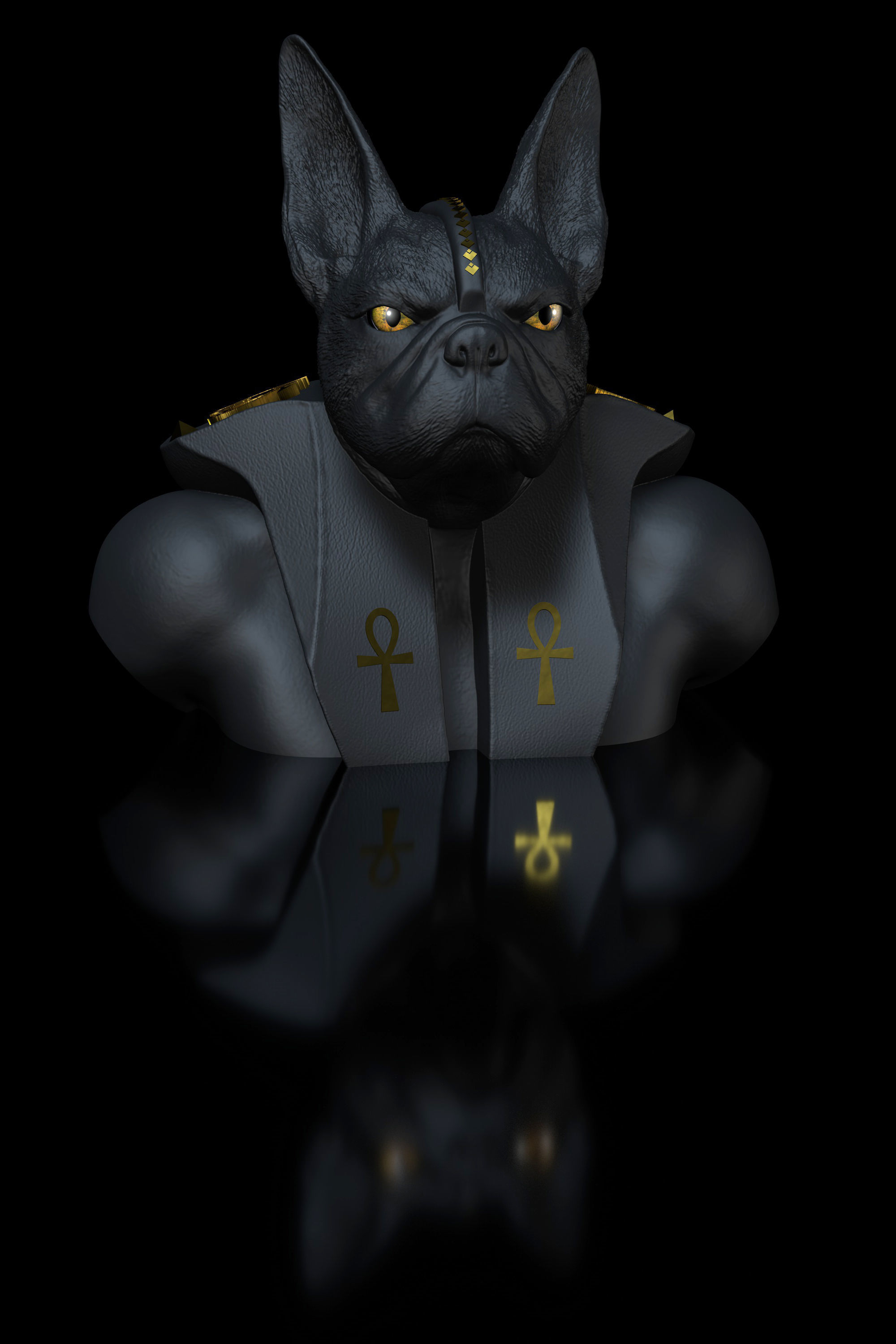 Dog Bulldog Anubis 3D print model_15