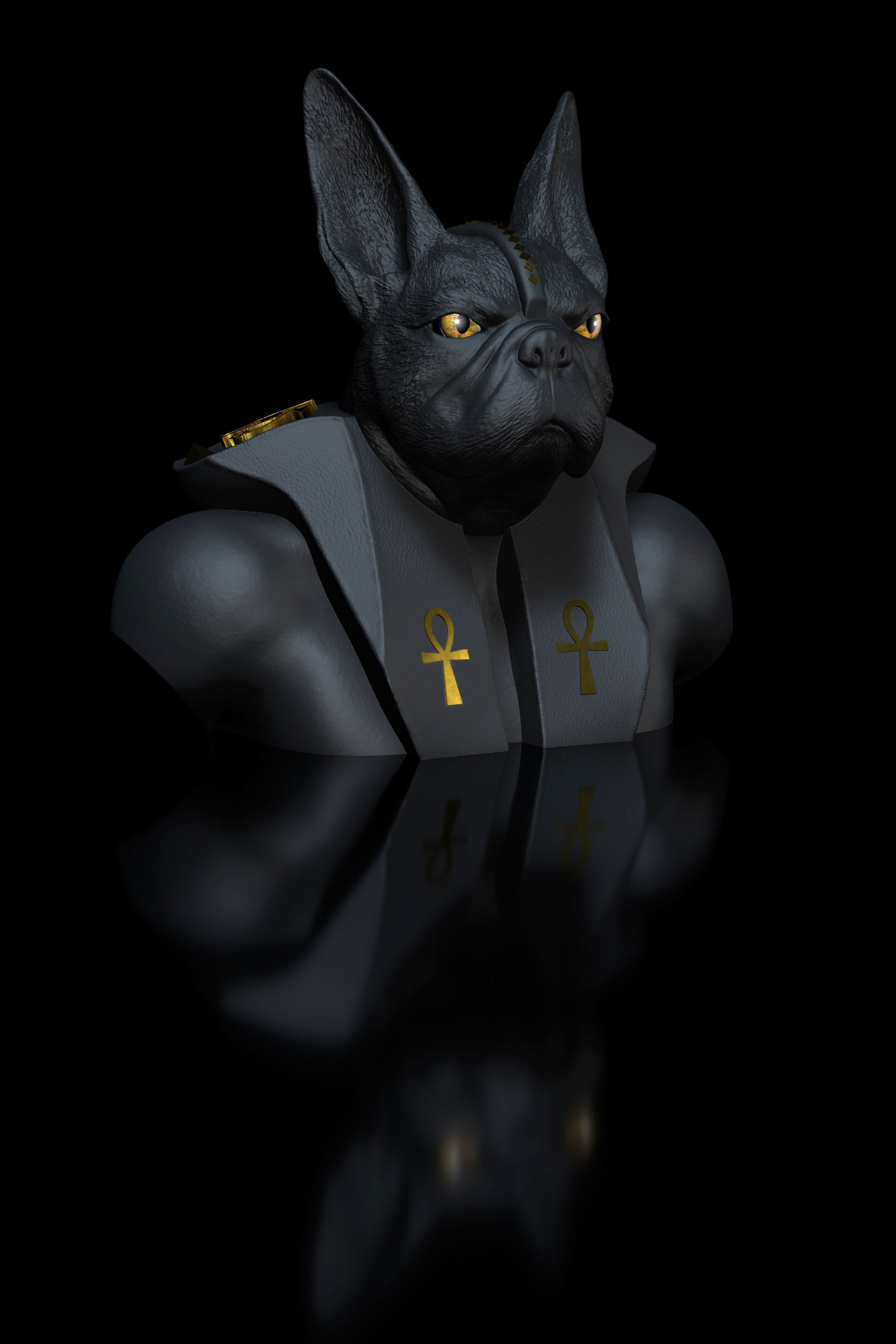 Dog Bulldog Anubis 3D print model_13