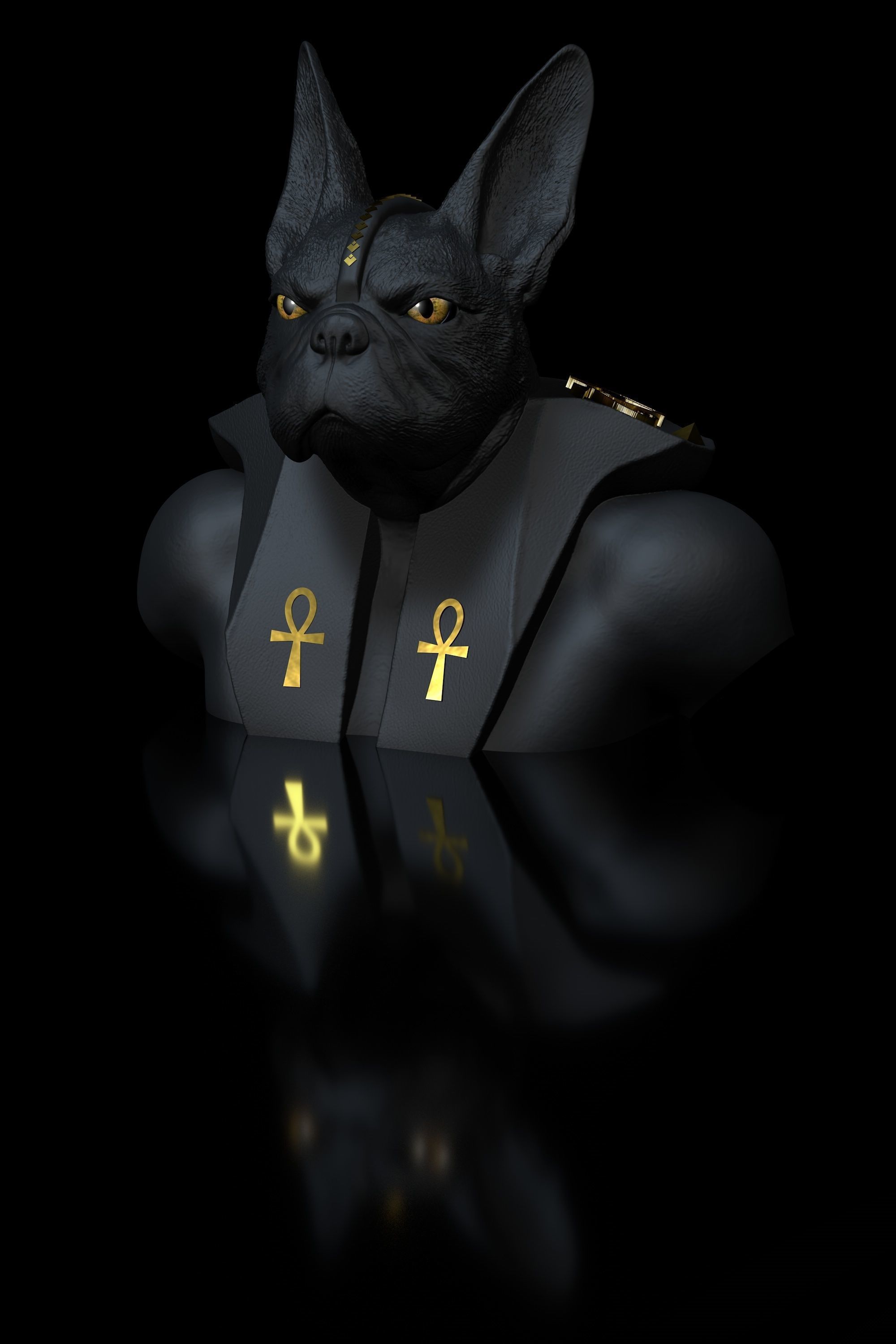 Dog Bulldog Anubis 3D print model_8