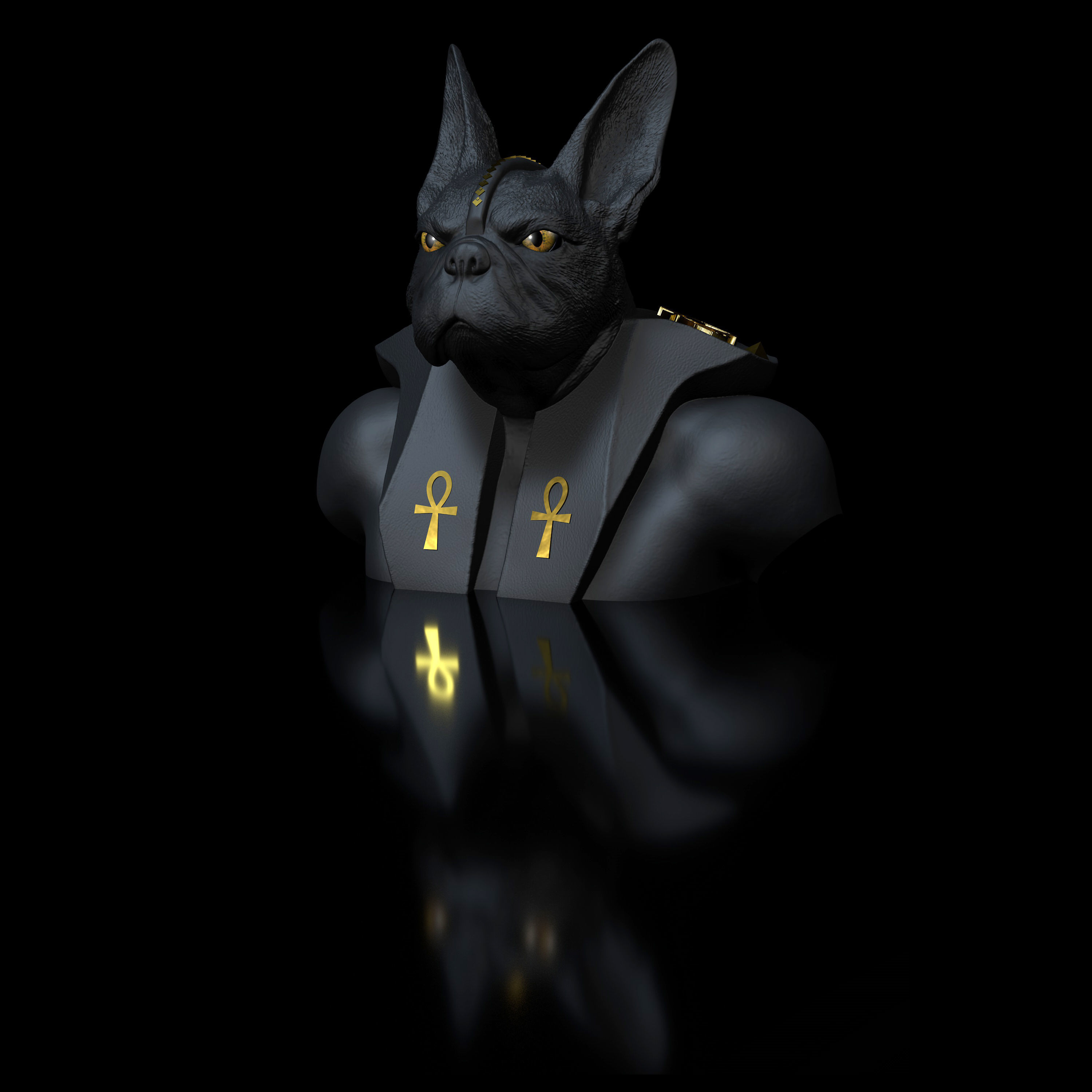 Dog Bulldog Anubis 3D print model_4