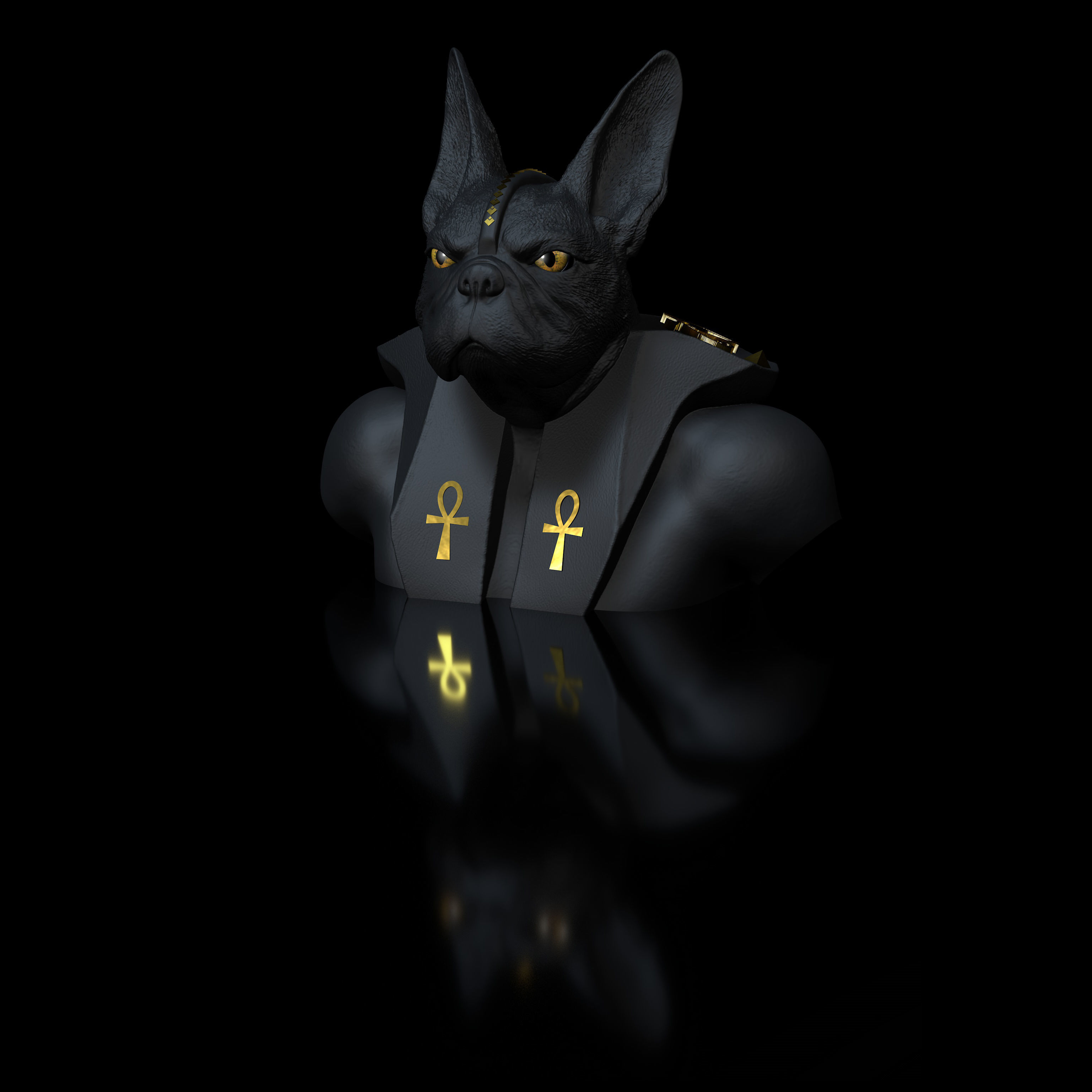 Dog Bulldog Anubis 3D print model_11