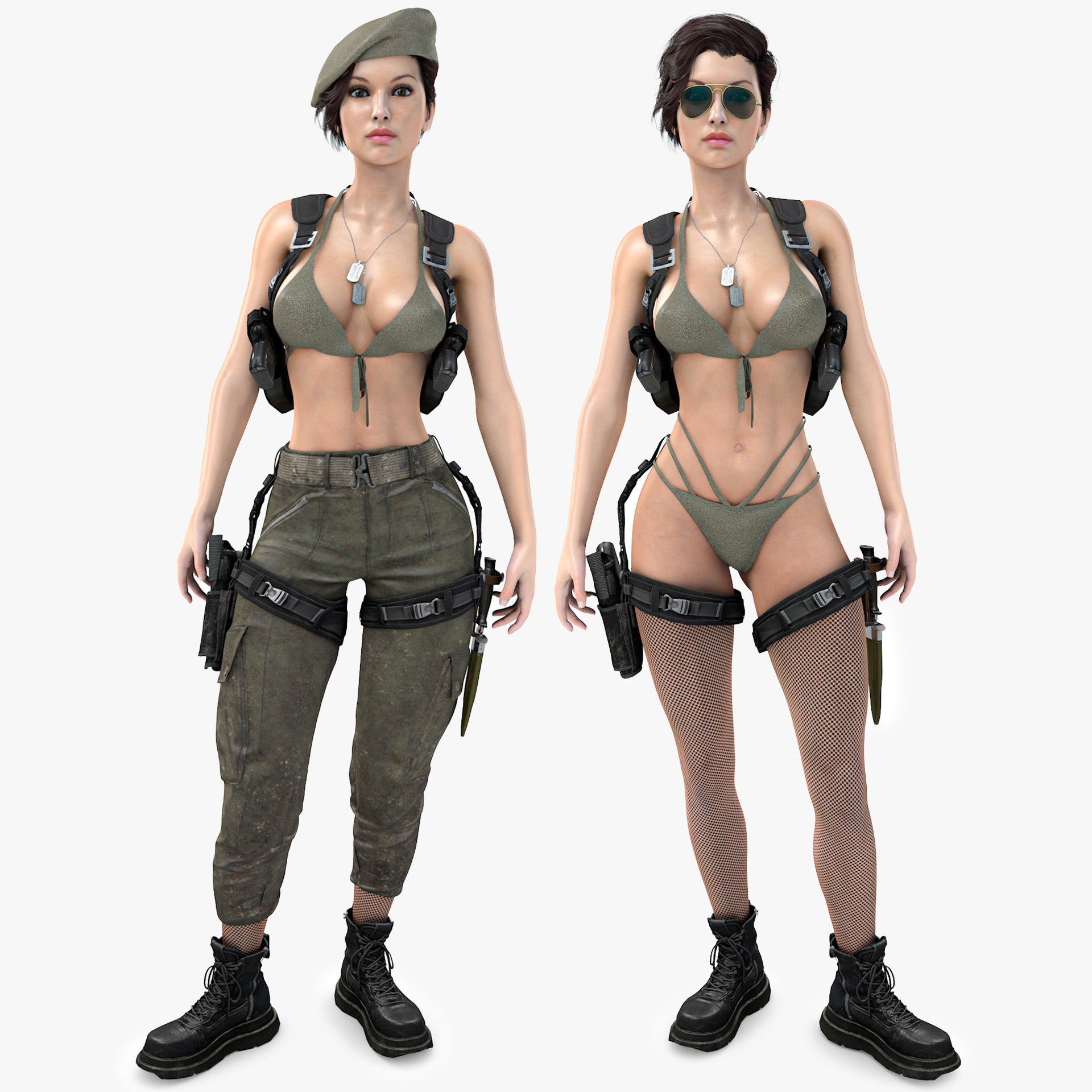 Female Soldier Army Girl Character Julia Low-poly 3D model_1