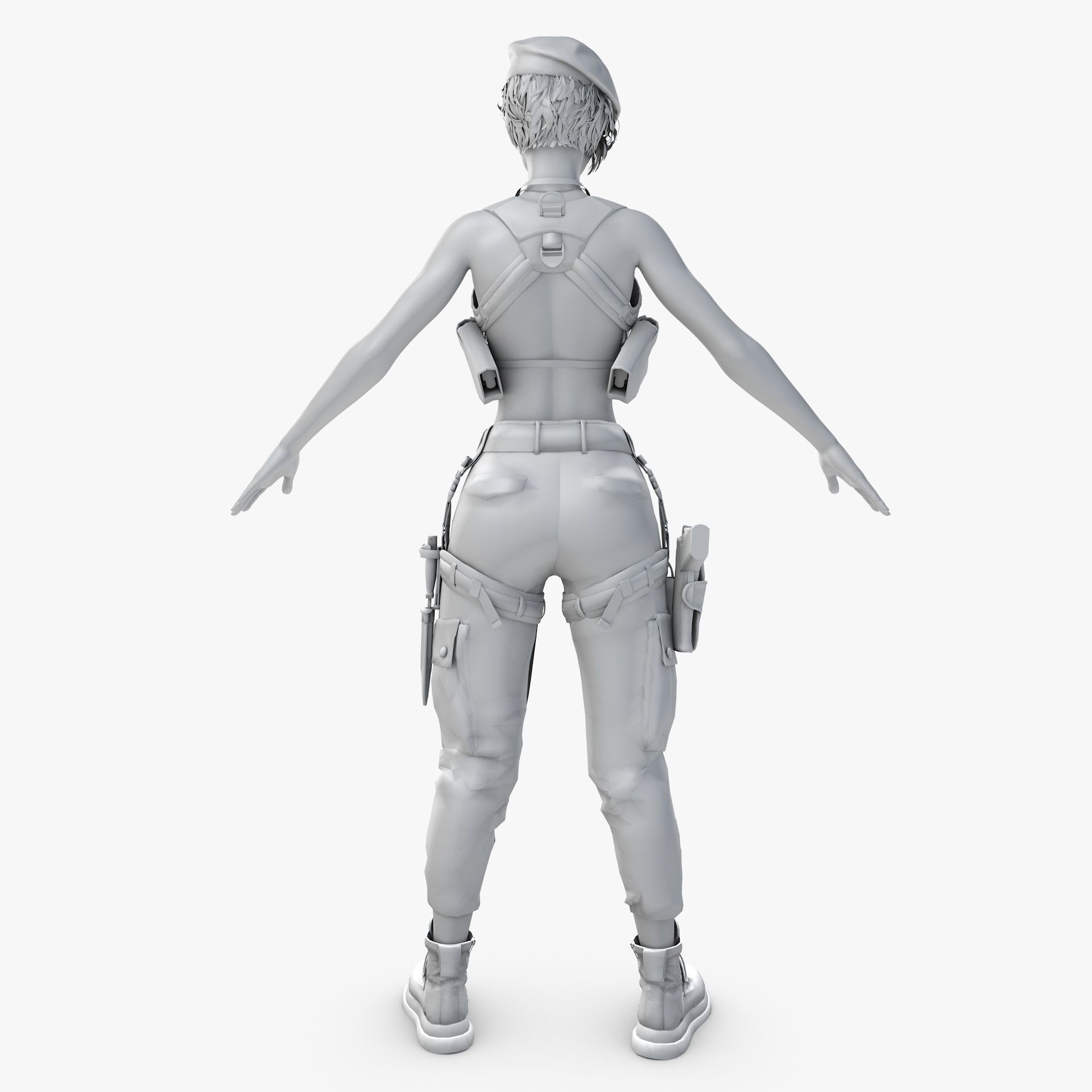Female Soldier Army Girl Character Julia Low-poly 3D model_24
