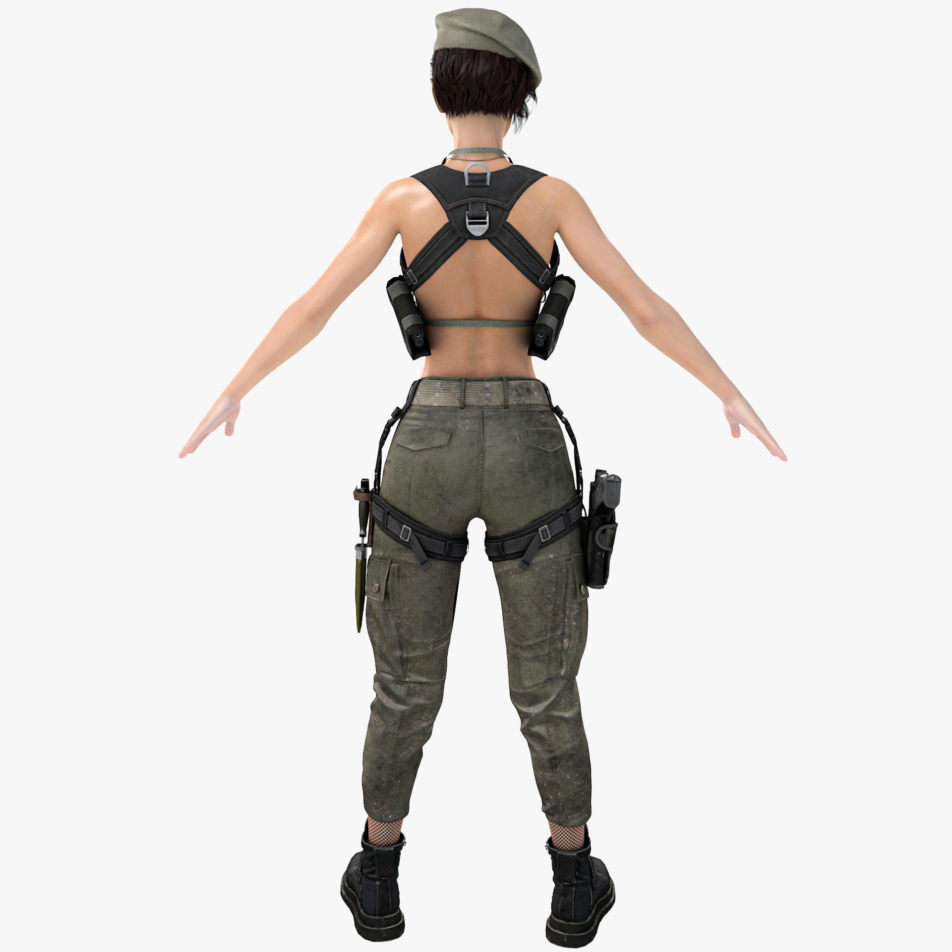 Female Soldier Army Girl Character Julia Low-poly 3D model_22