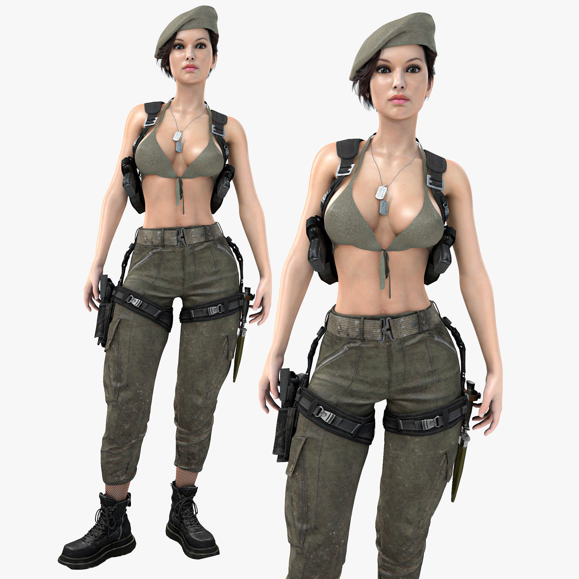 Female Soldier Army Girl Character Julia Low-poly 3D model_17