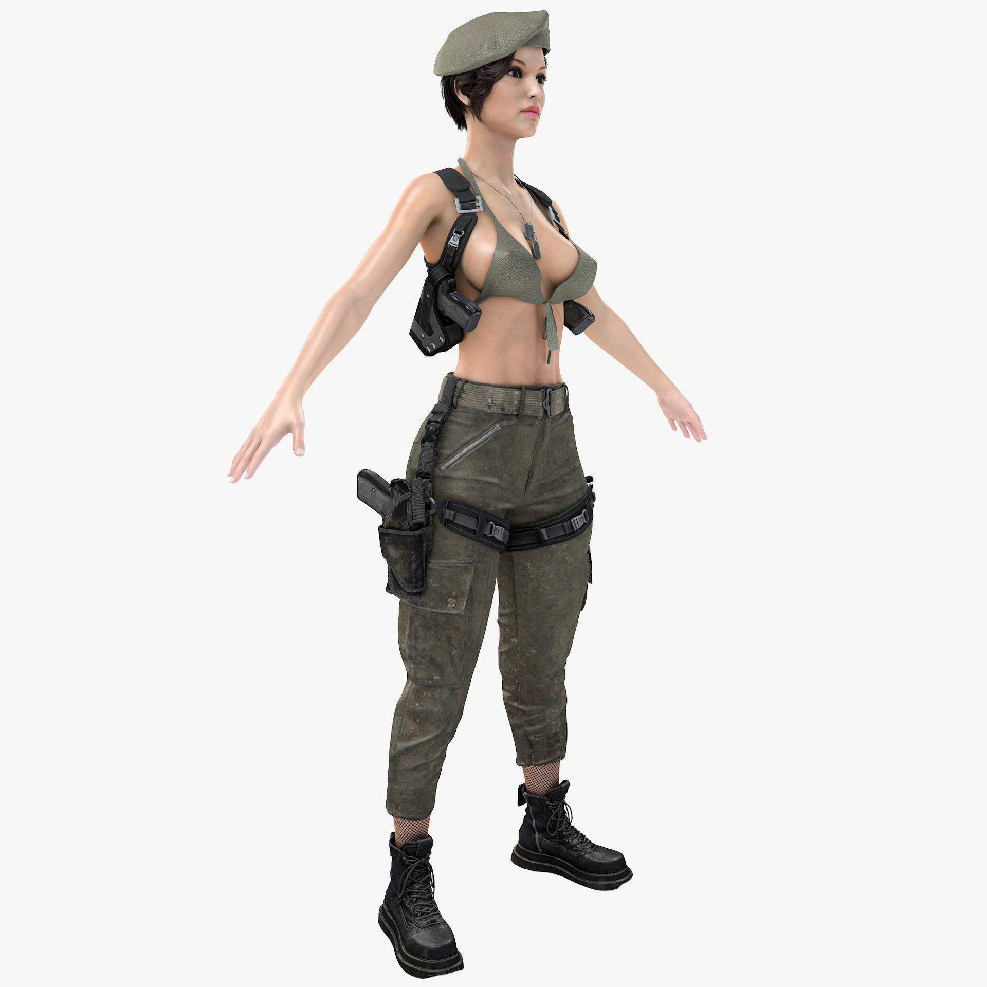 Female Soldier Army Girl Character Julia Low-poly 3D model_20