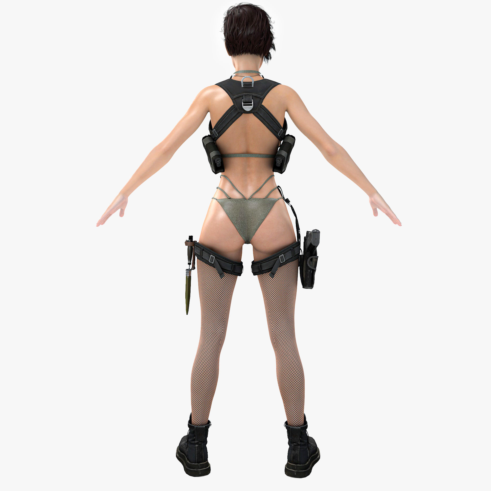 Female Soldier Army Girl Character Julia Low-poly 3D model_12