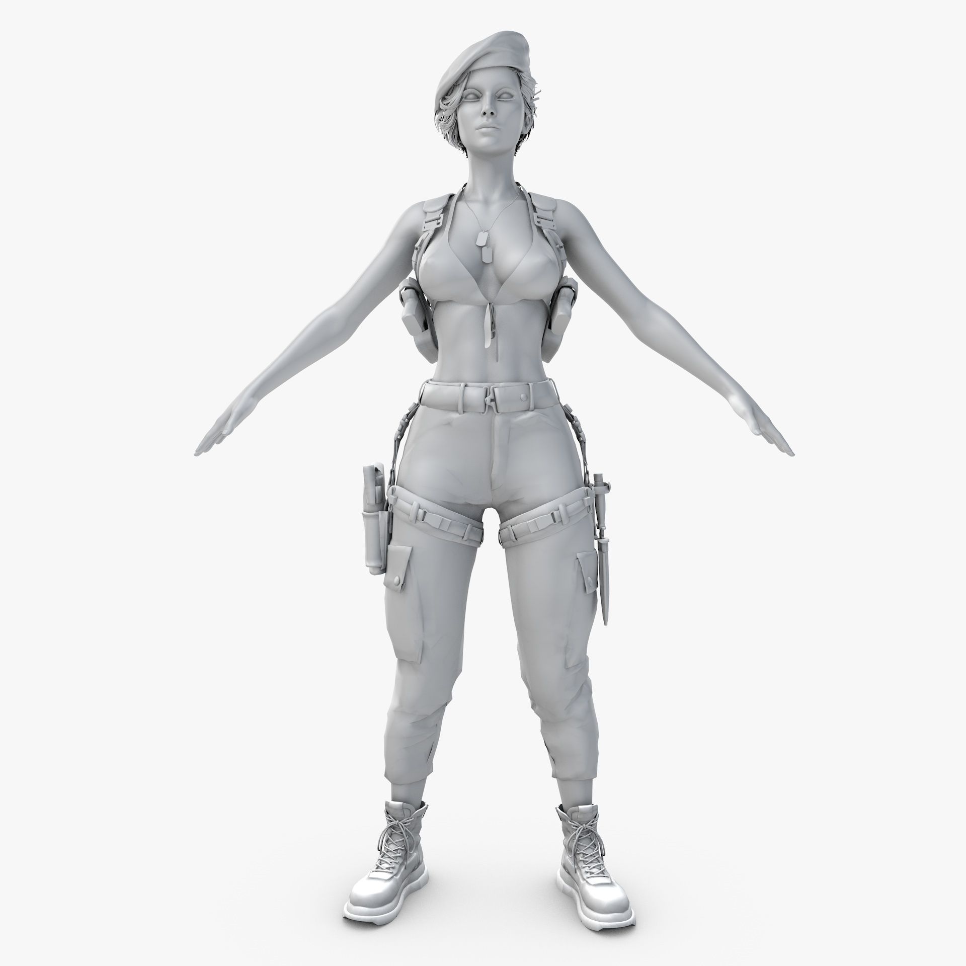 Female Soldier Army Girl Character Julia Low-poly 3D model_23