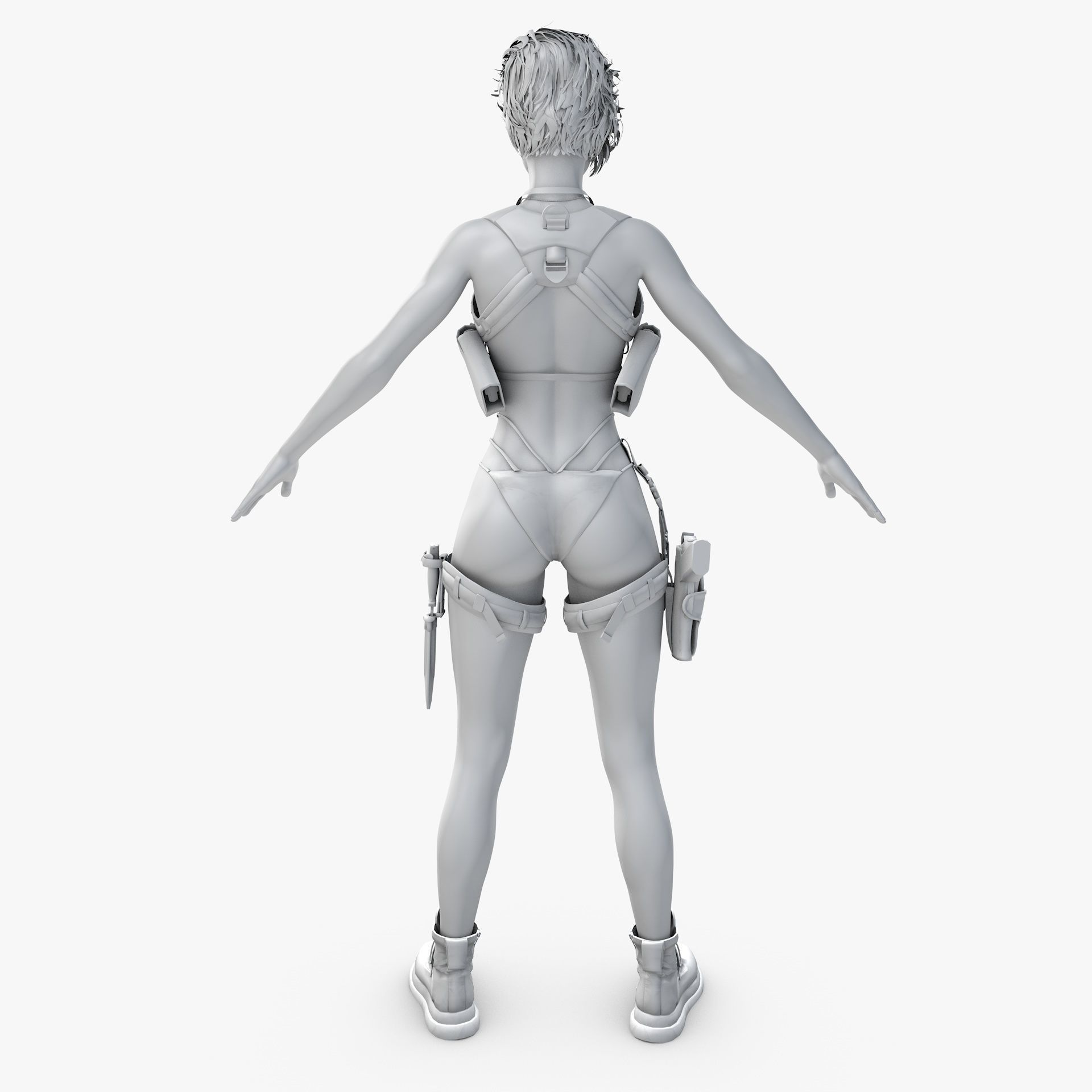 Female Soldier Army Girl Character Julia Low-poly 3D model_14