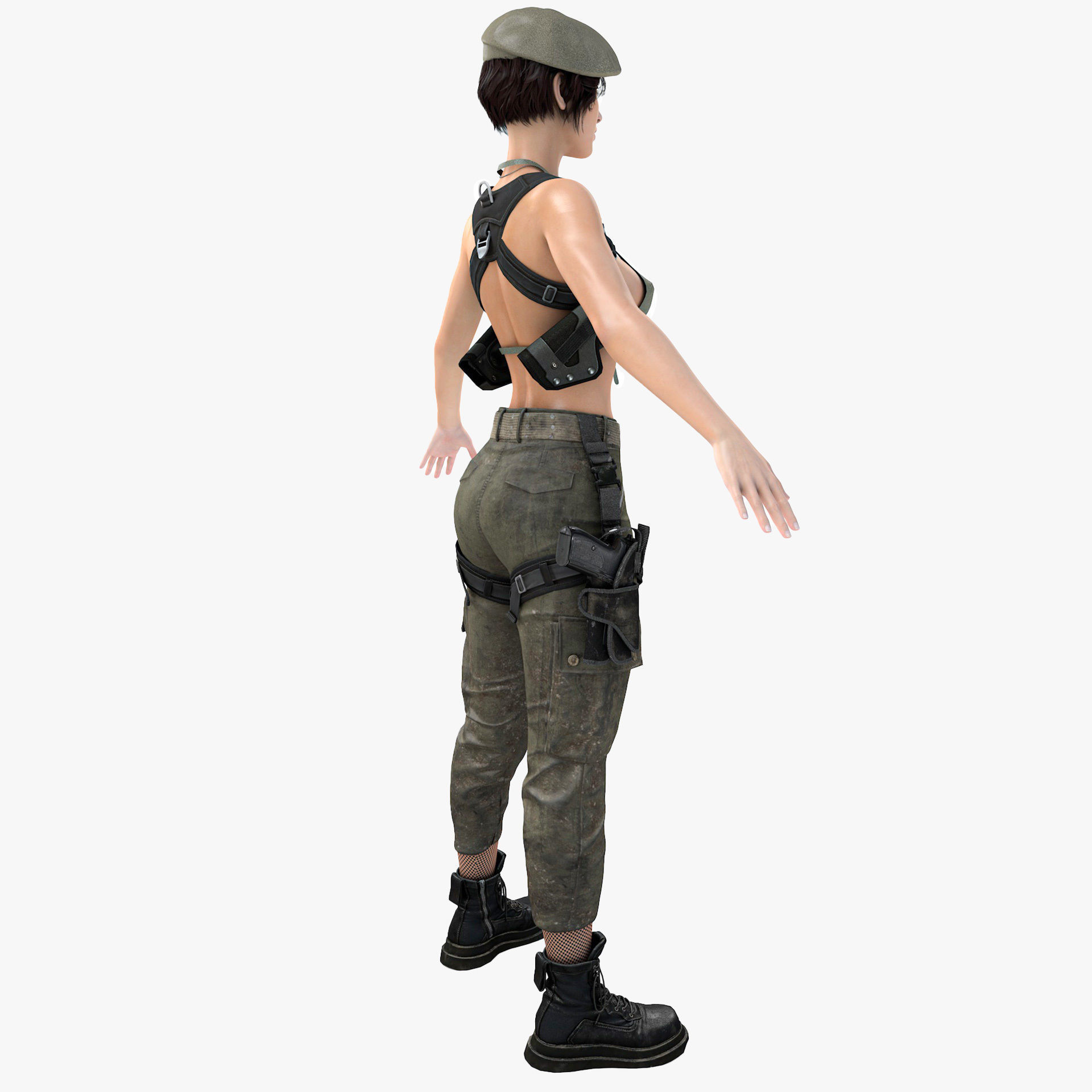 Female Soldier Army Girl Character Julia Low-poly 3D model_21