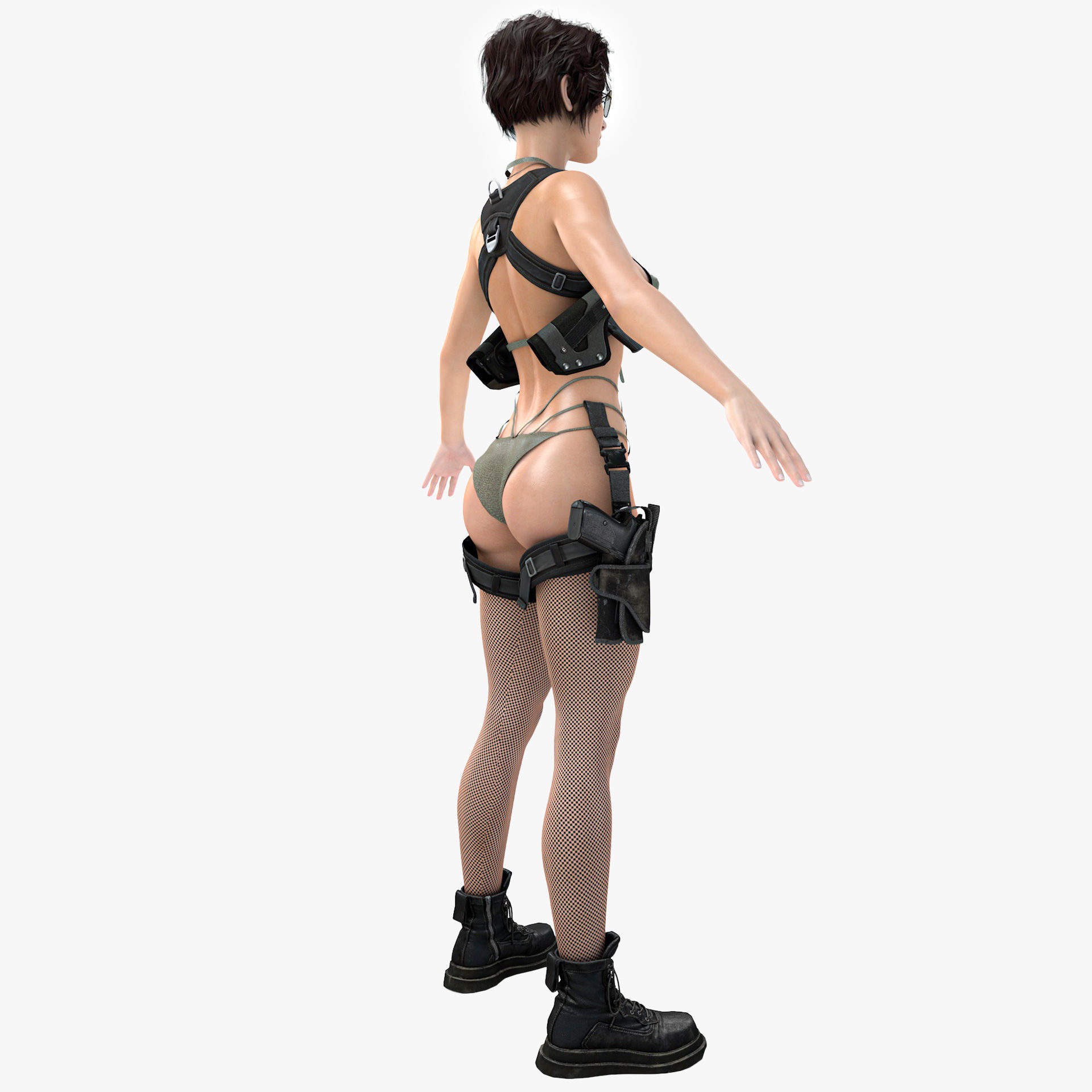 Female Soldier Army Girl Character Julia Low-poly 3D model_11