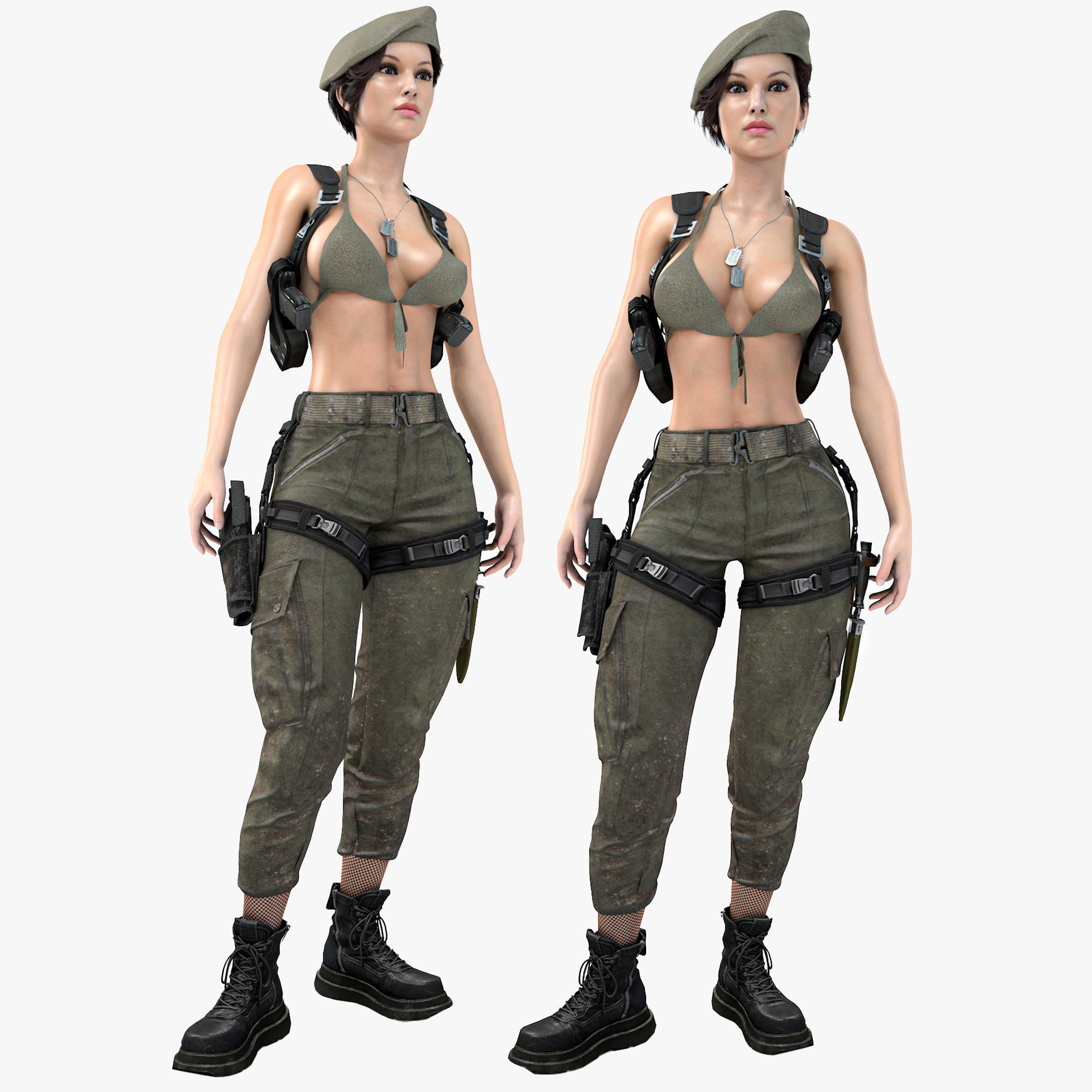 Female Soldier Army Girl Character Julia Low-poly 3D model_18