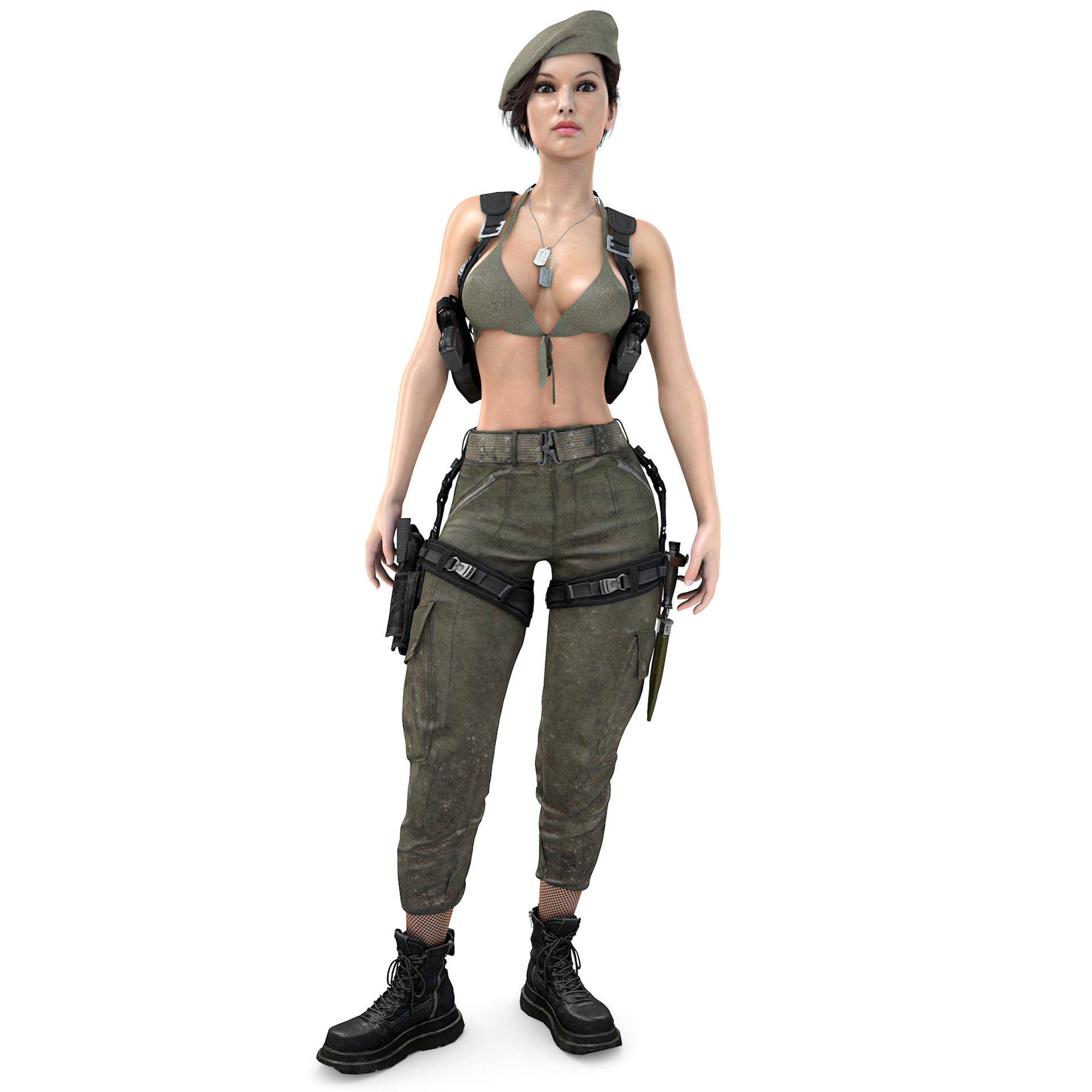 Female Soldier Army Girl Character Julia Low-poly 3D model_16