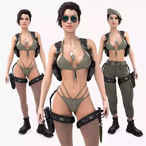 Female Soldier Army Girl Character Julia Low-poly 3D model