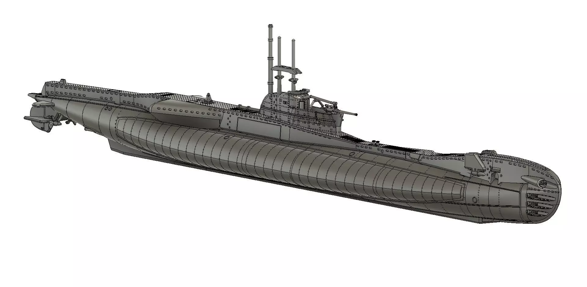 British T-class submarine 1-350 scale model STL 3D print model