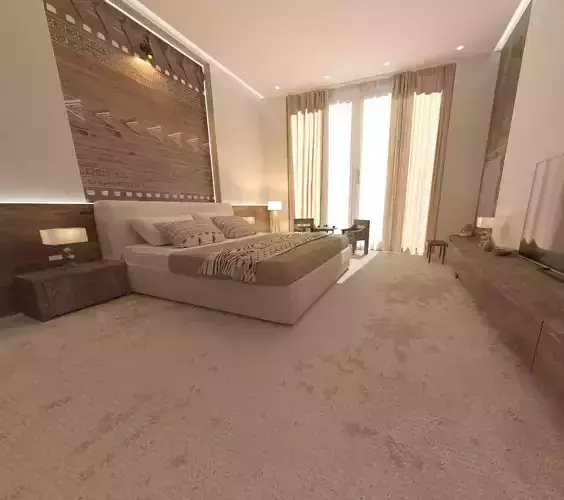 Bedroom rug with fringes 3D model